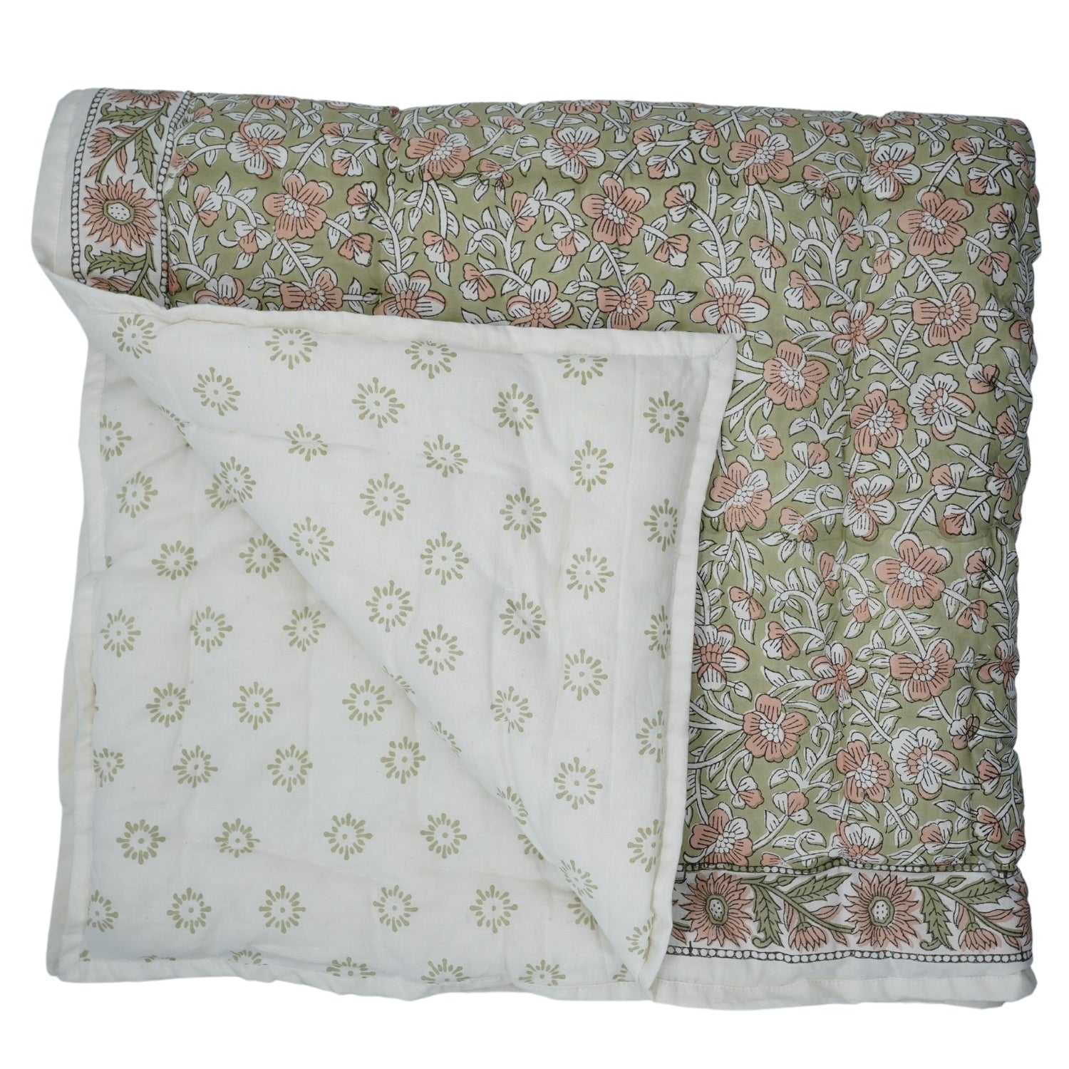 Saundrya Hand Block Print Reversible Cotton Quilt