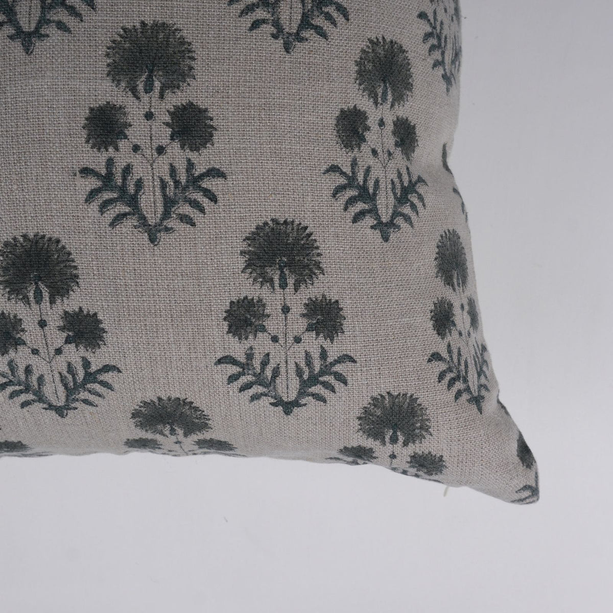 Block Print Decor Rishi Slate Grey Linen Boho Pillow Cover