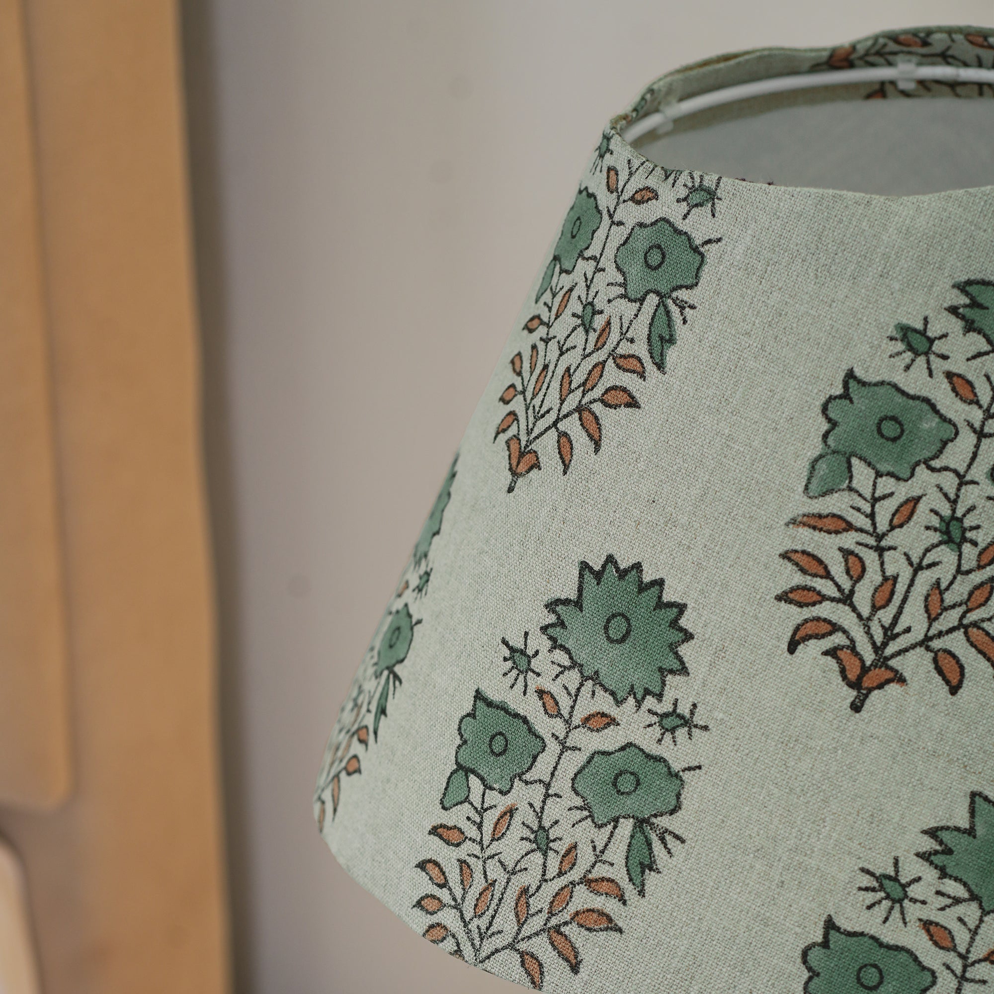 Indian Mayra Brown Block Print Pure Linen Table Lampshade