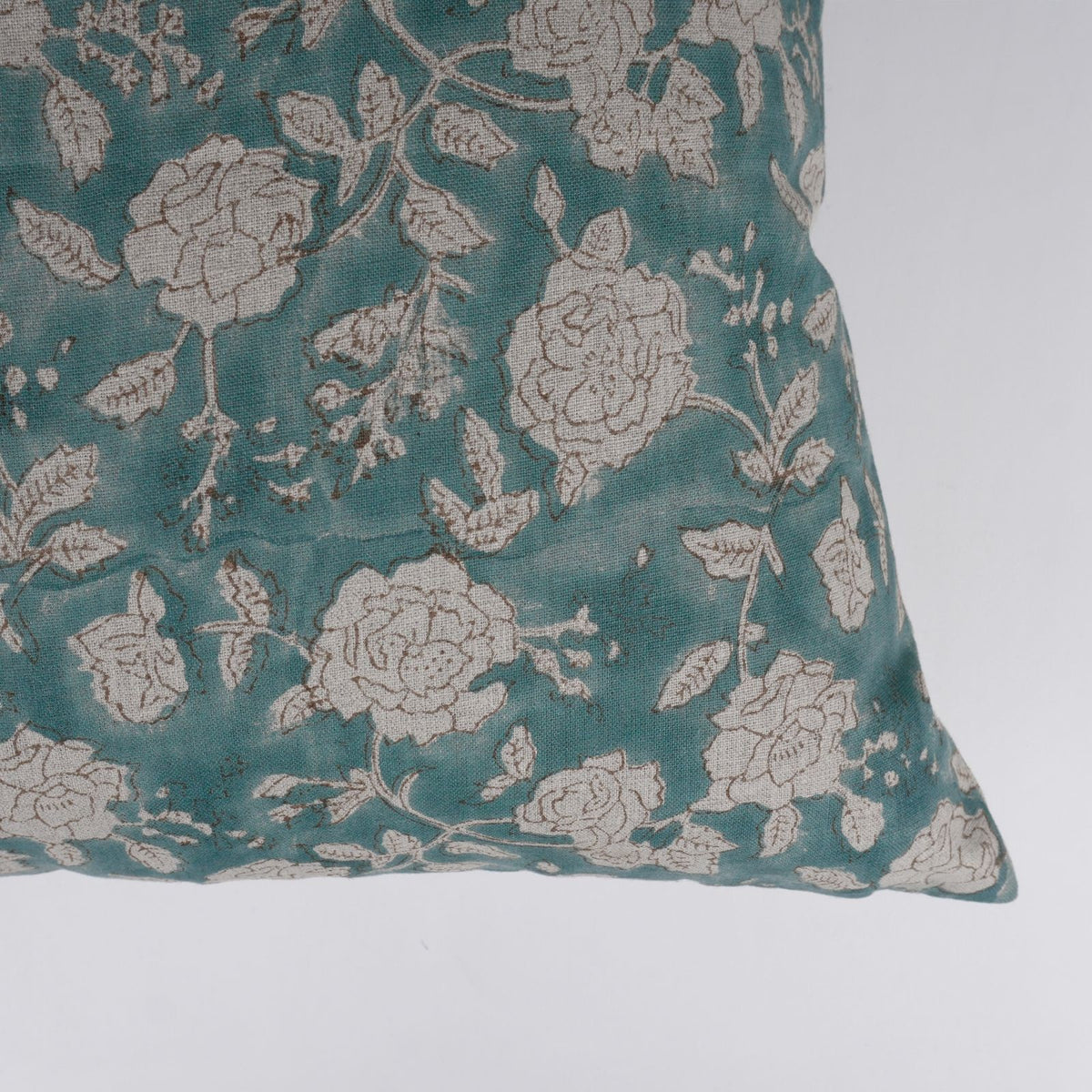 Handcrafted Decor Rameshwaram Teal Linen Pillow Cover