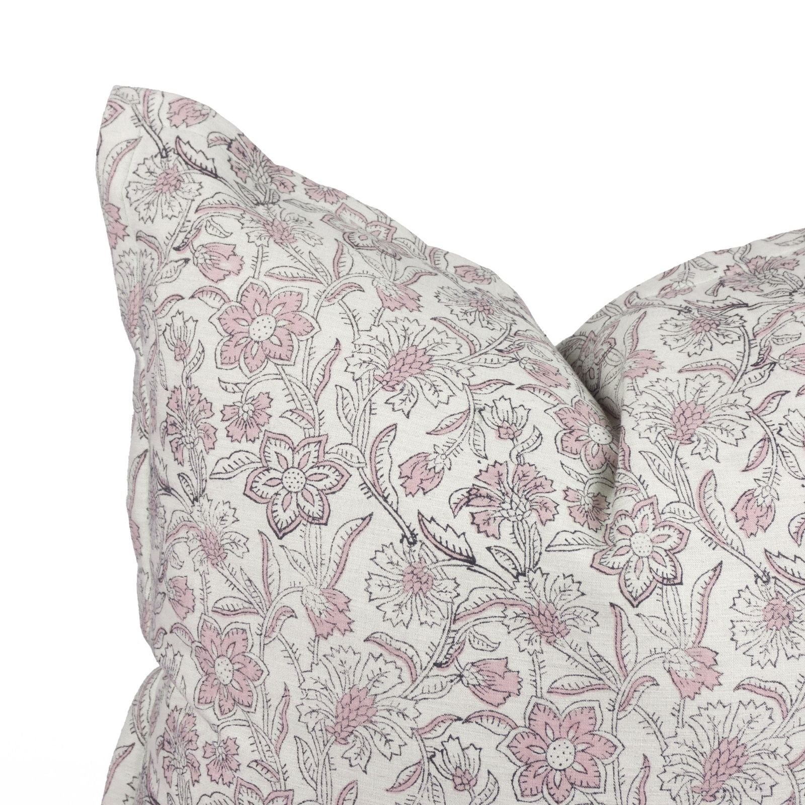 Indian Block Print Linen Blend Oxford Cushion Cover - Jarul