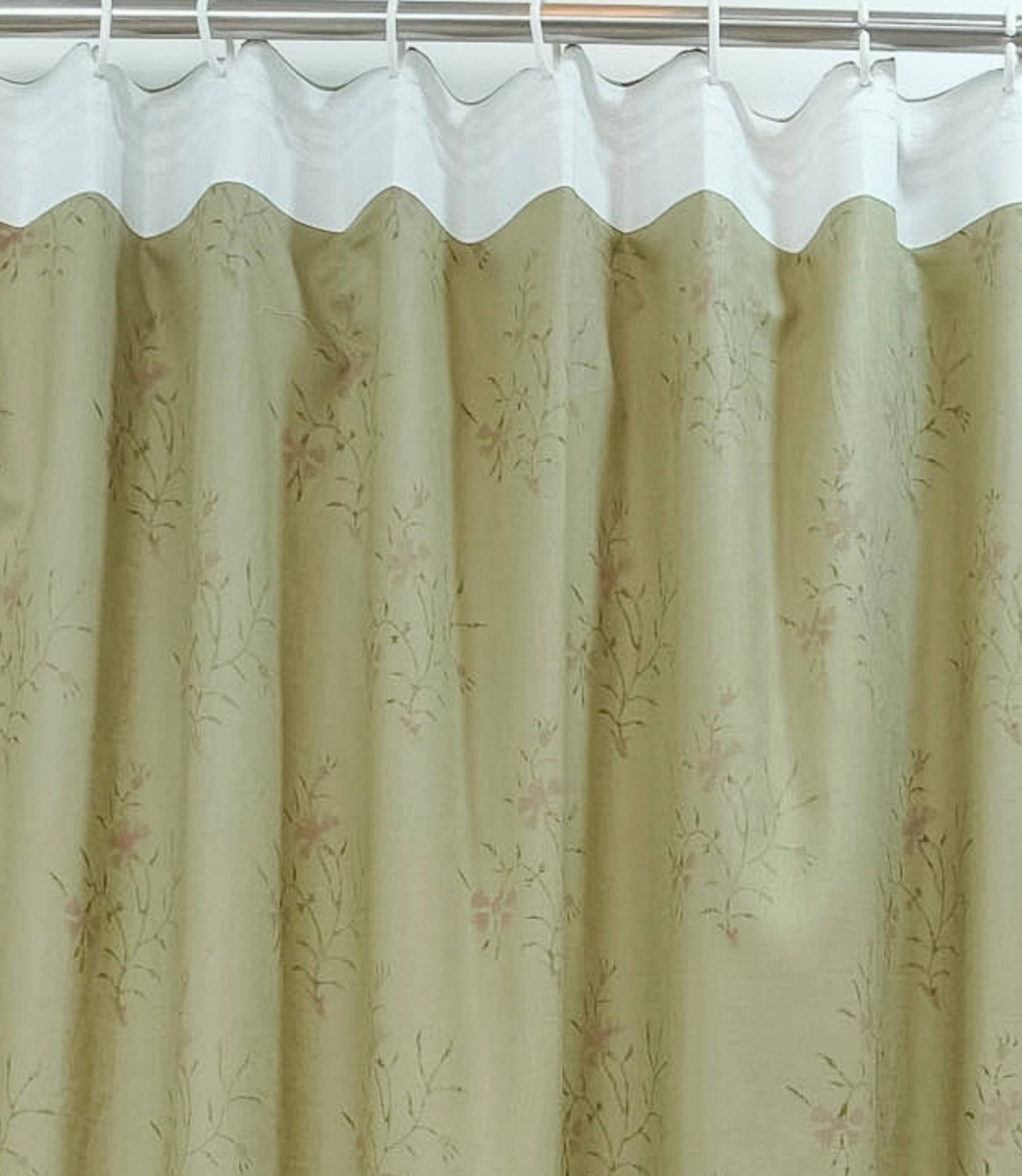 Block Print Gray Floral Linen Bedroom Window Curtains - Daisy