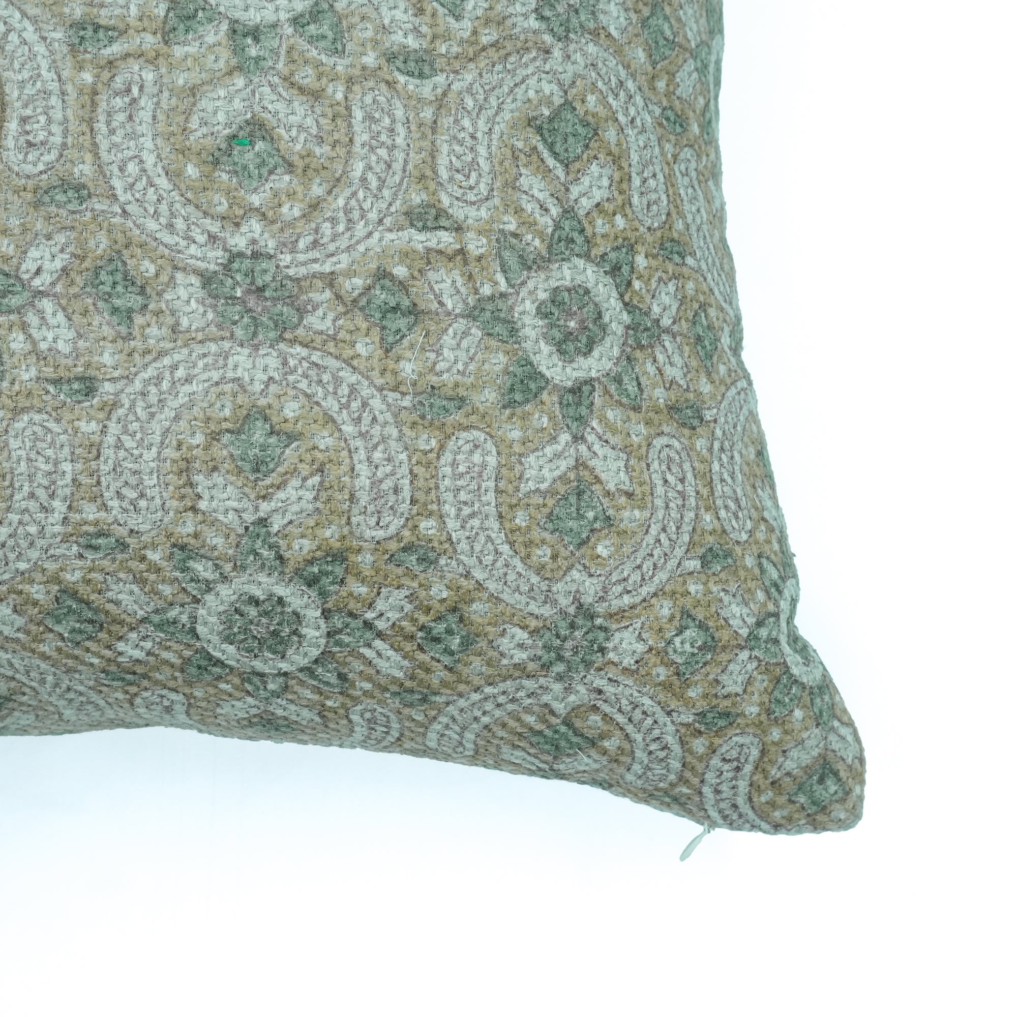Indian Artisan Jute Linen Cushion Cover Gray Floral - Mahek