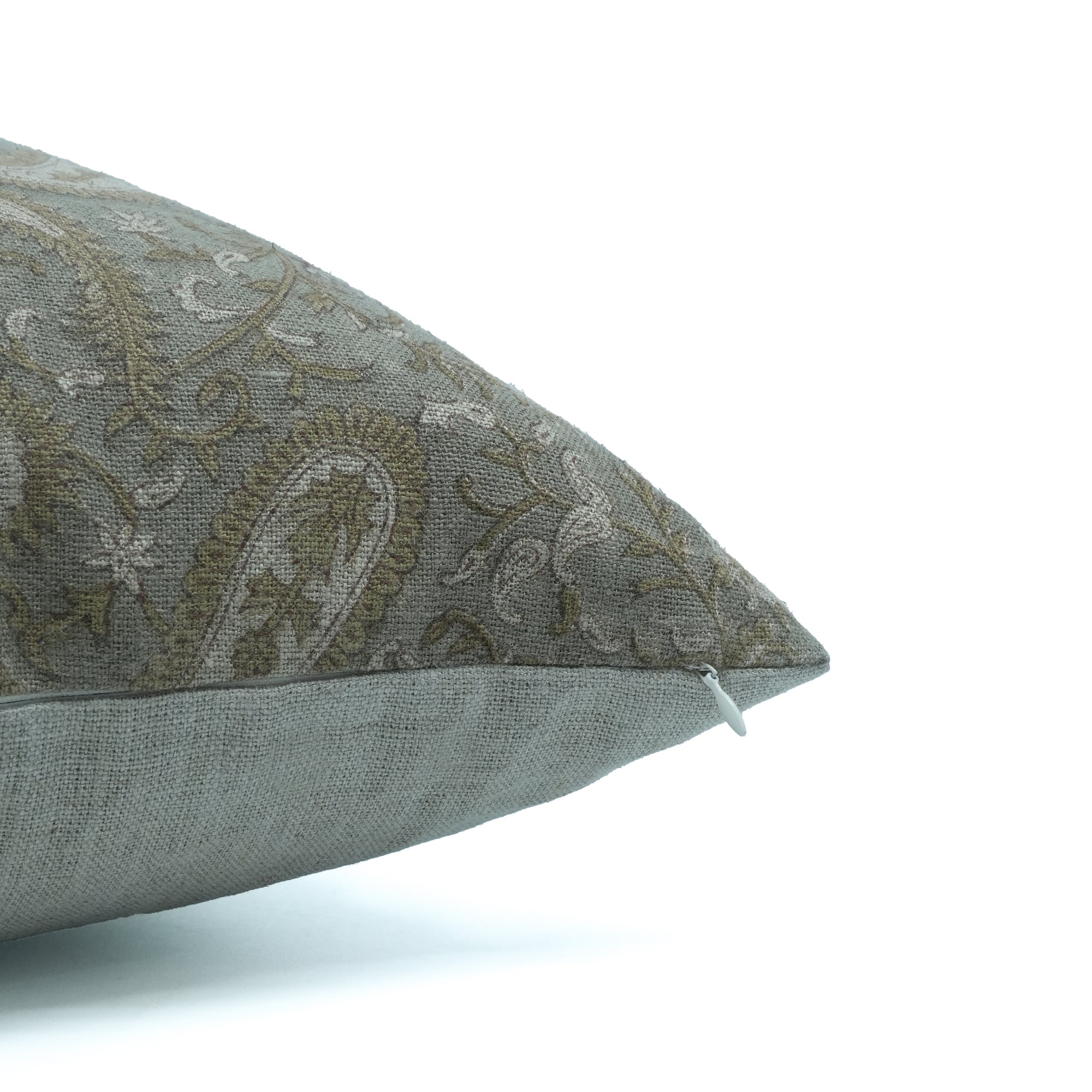 Gray Floral Kiara Indian Printed Thick Linen Cushion Case