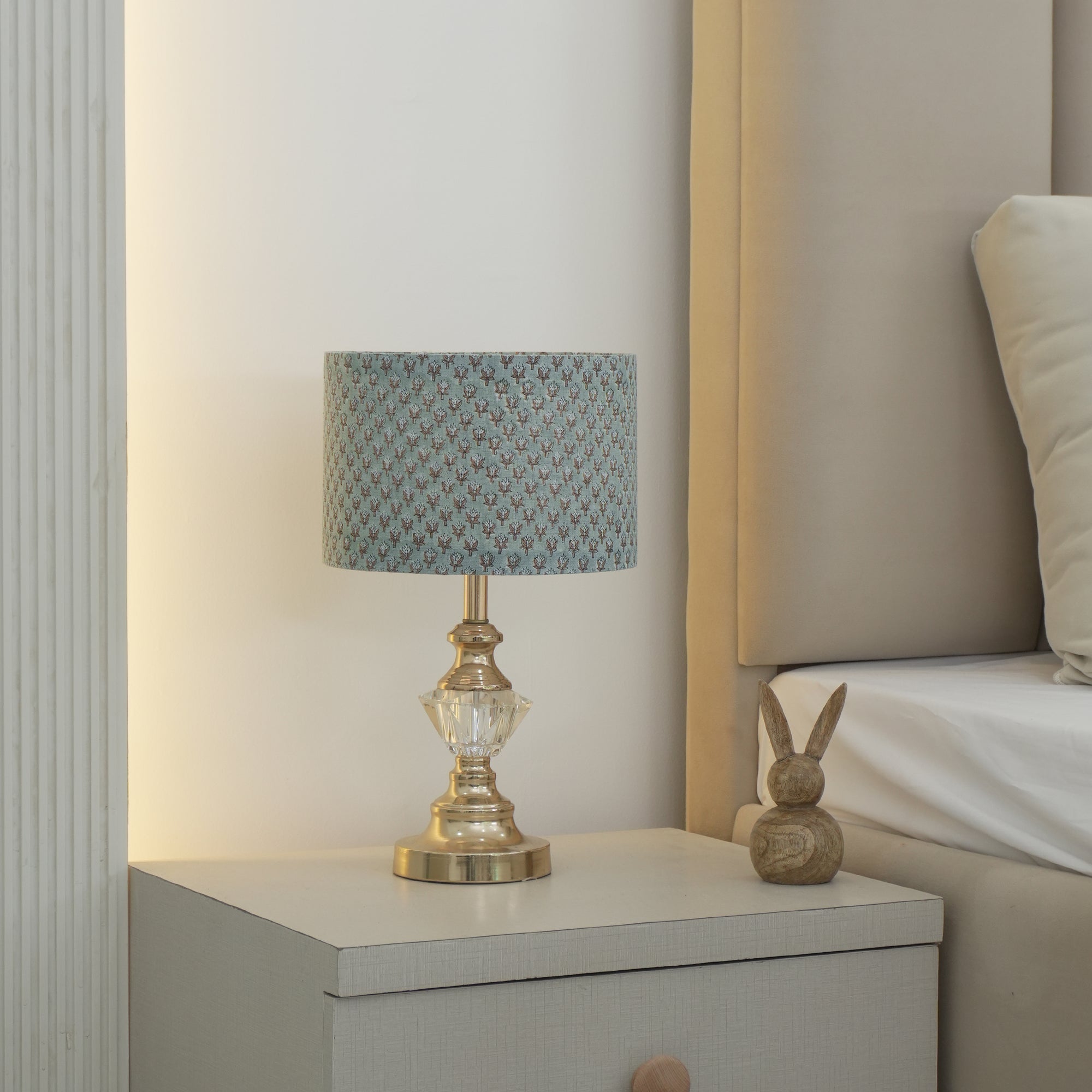 Handcrafted Sage Green Linen Drum Lampshade - Mogra