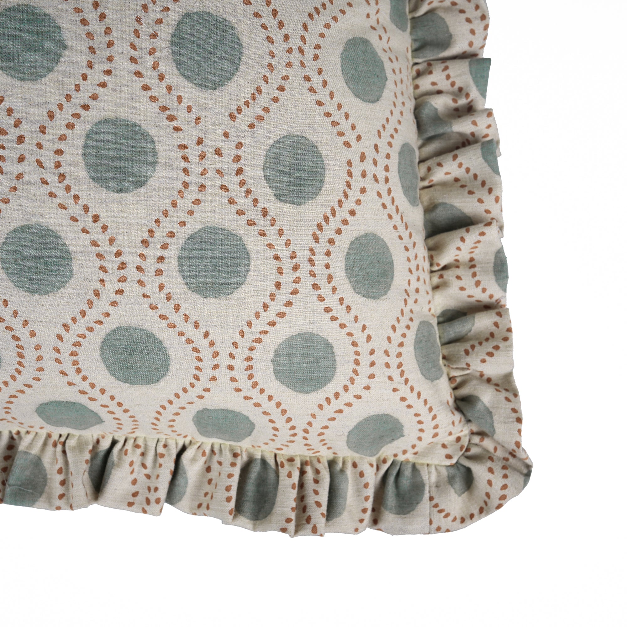 Handmade Boho Dotted Frill Pillow Cover – Rajbhog Block Print