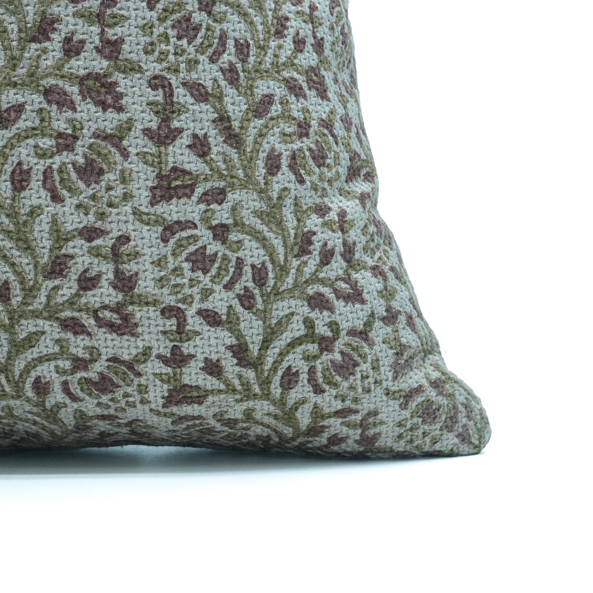 Suhana Bell Red Hand Block Print Jute Linen Cushion Case