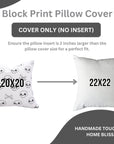 Handcrafted Block Printed Black Skeleton Pillow Cover on Thick White Cotton for Living Room Decor