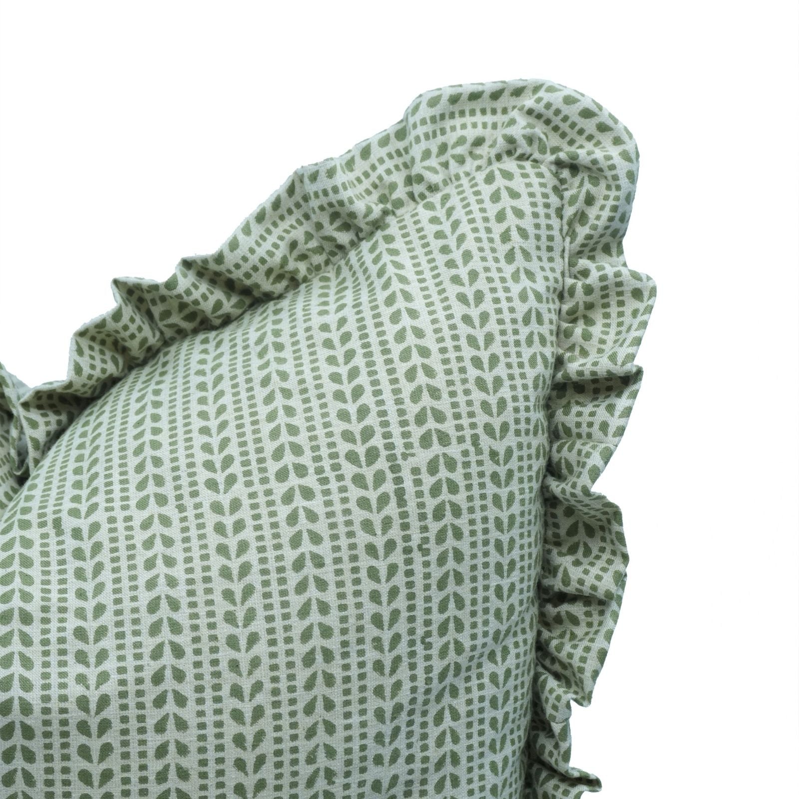 Ratanbel Linen Blend Block Print Frill Sofa Cushion Cover