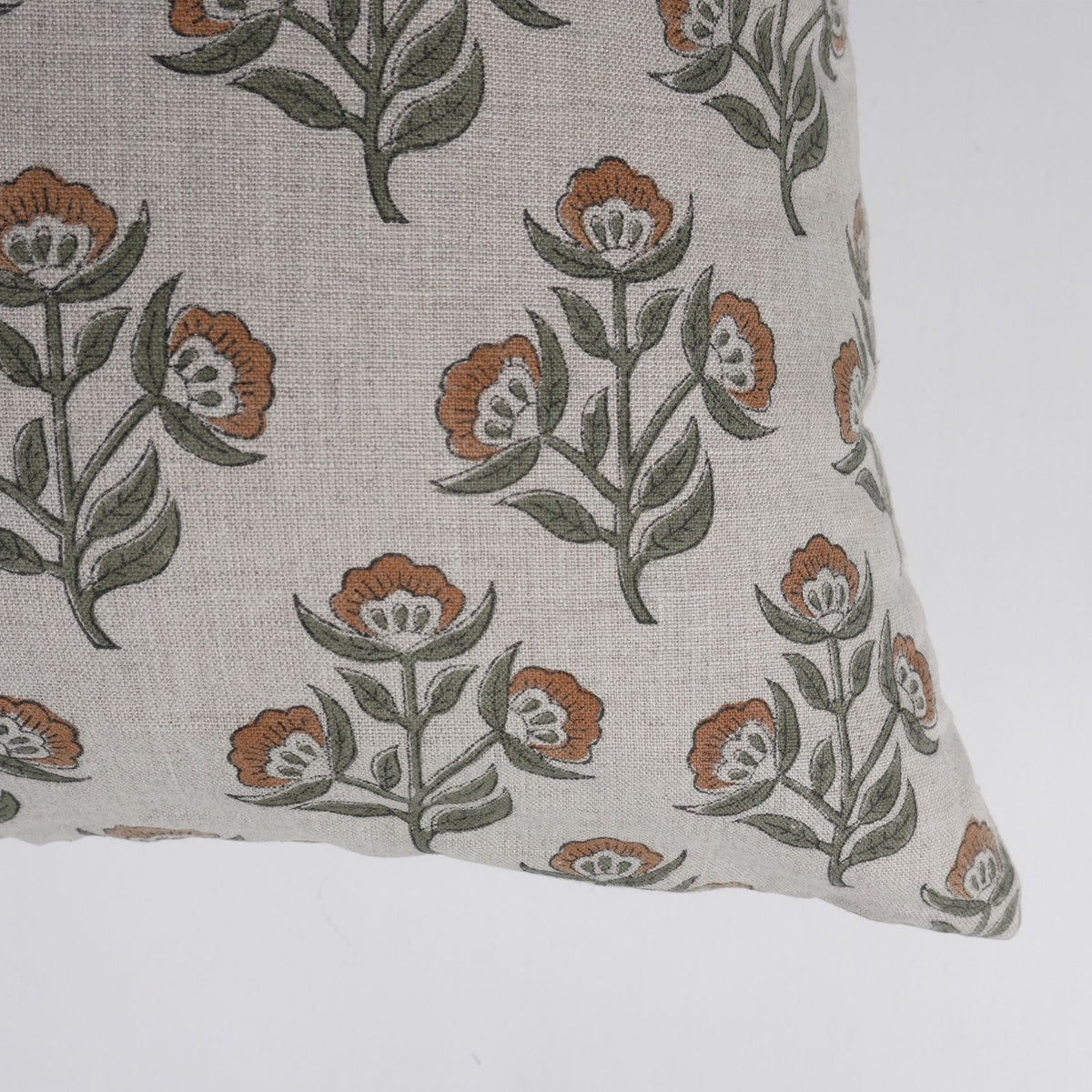 Rust Floral Pure Linen Indian Print Cushion Cover – Bael Patra