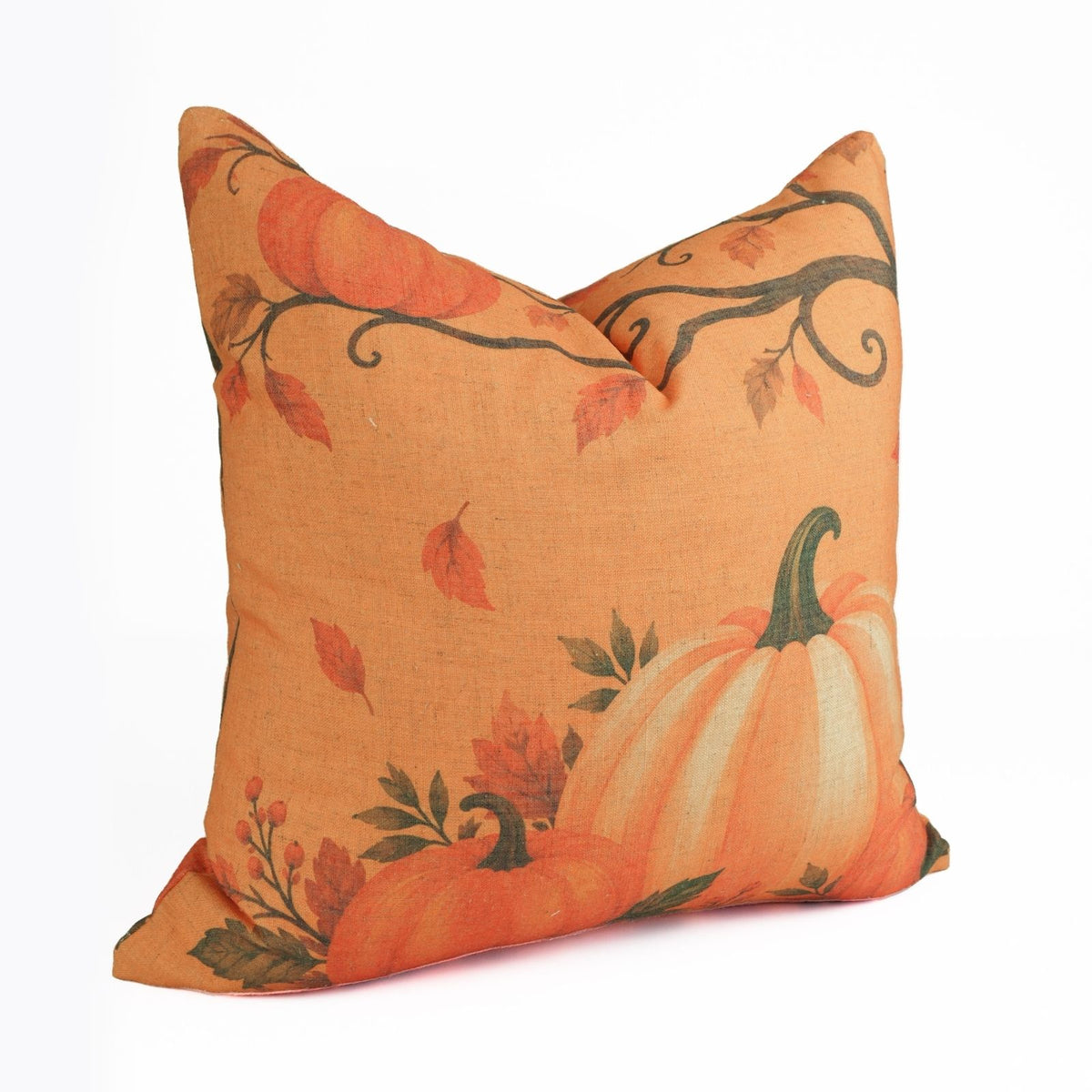 Pumpkin Orange Fall Harvest Linen Seasonal Decor Pillow Cover 