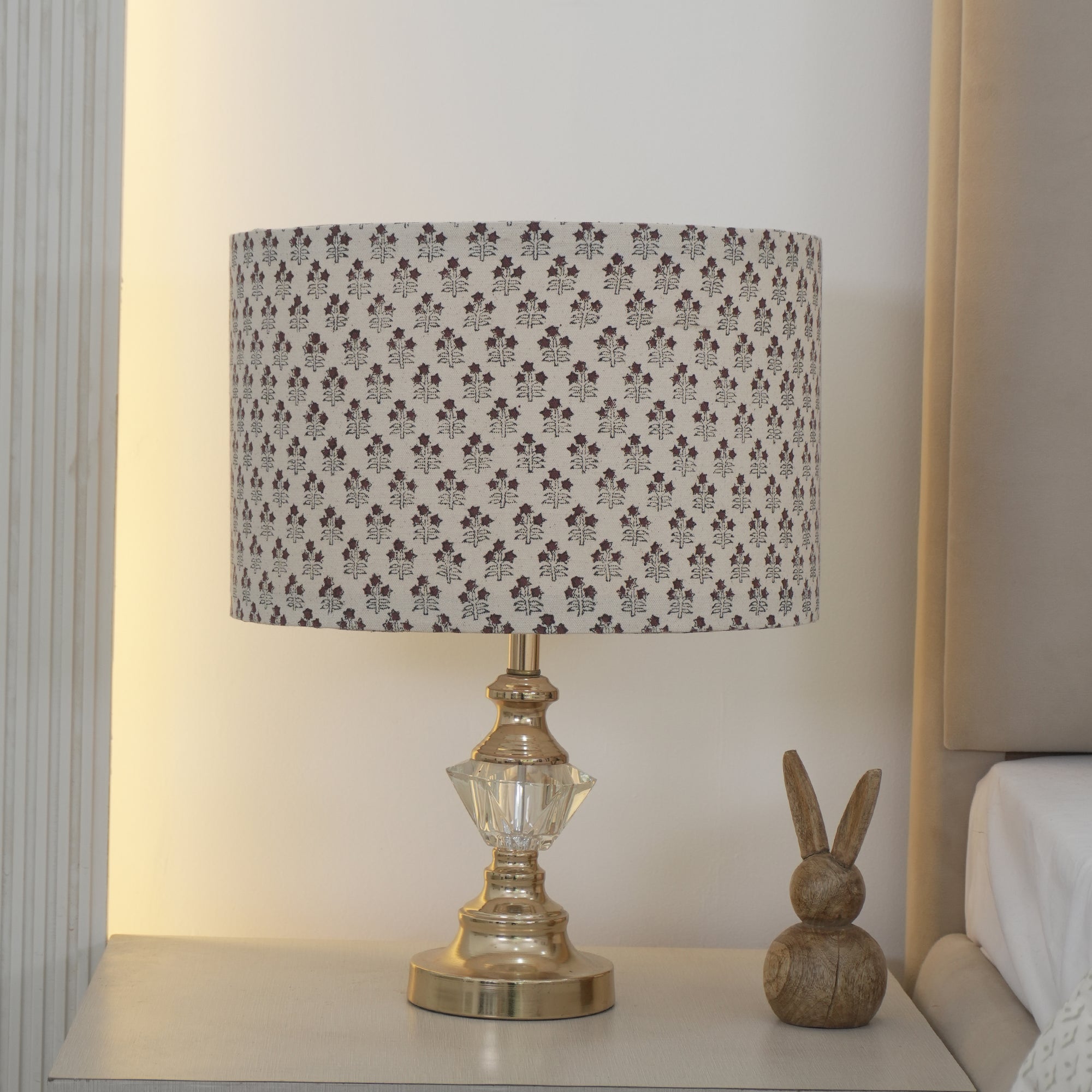 Block Print Duck Canvas Drum Table Lampshade - Keasriya
