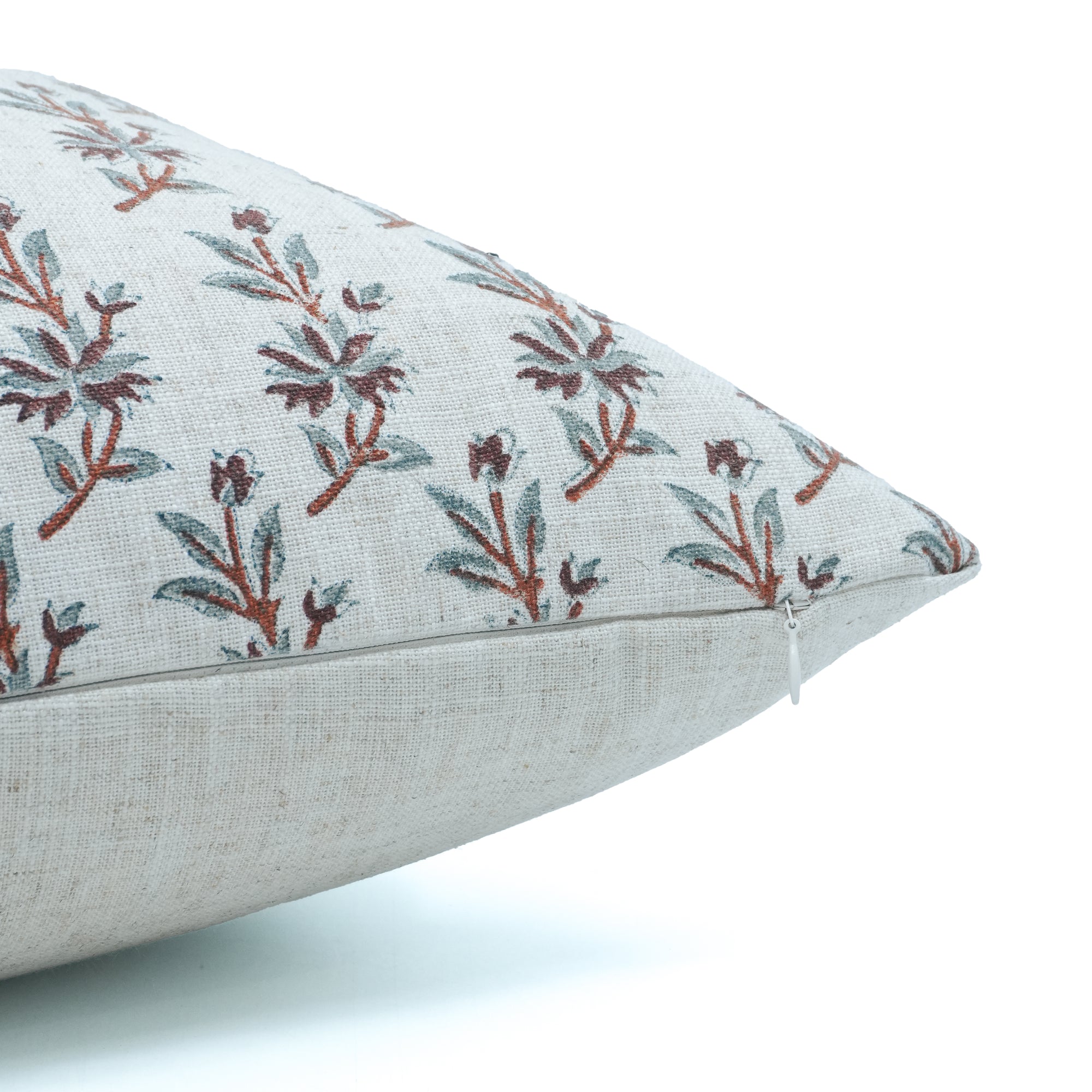 Deepika Indian Print Heavy Viscose Linen Cushion Cover Brown Floral 