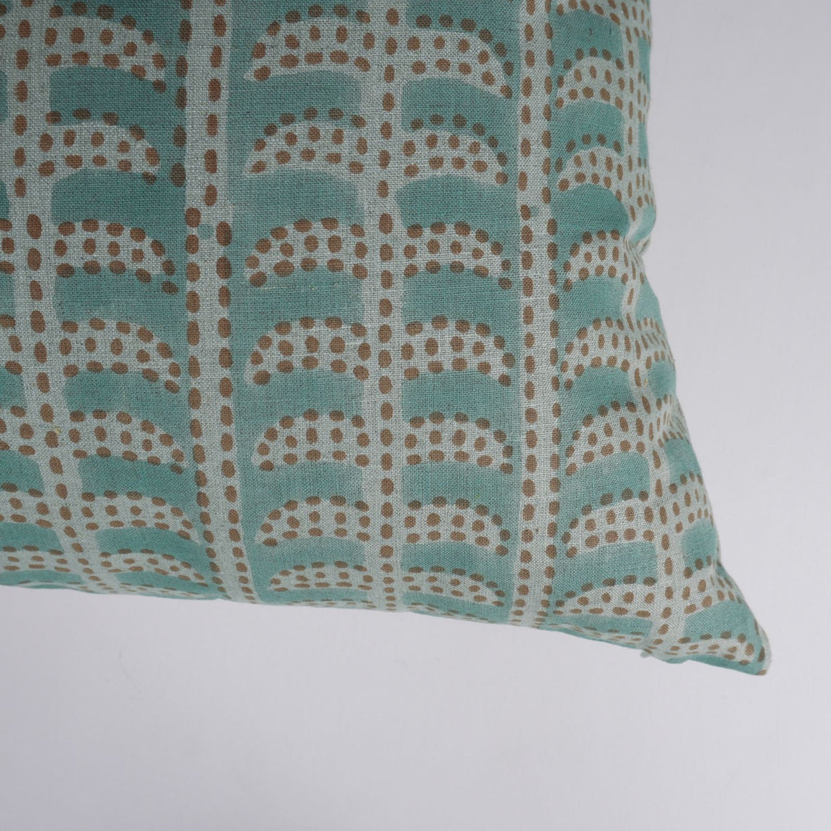 Hand Block Printed Linen Pillow Cover - Blue Garud