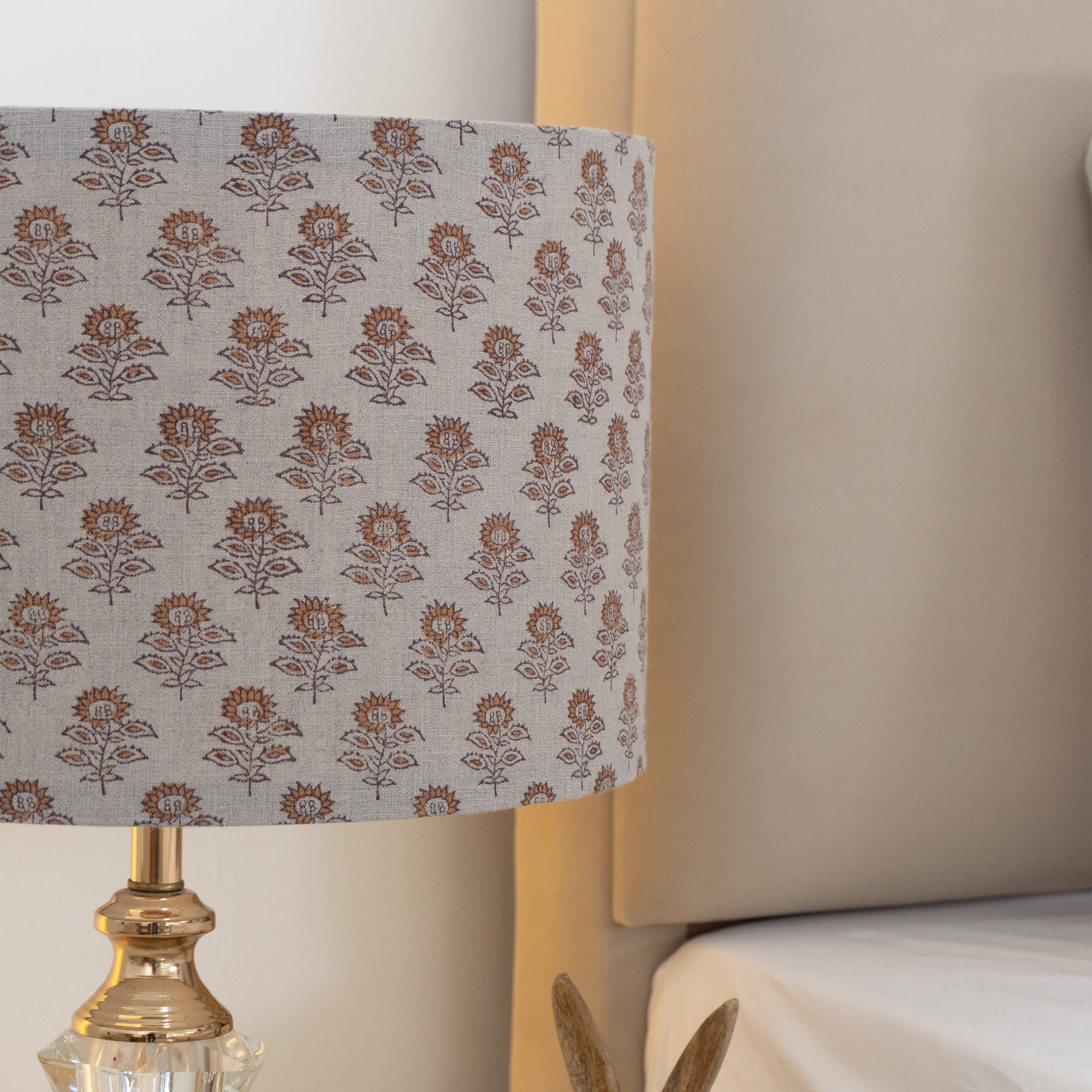 Jaipur Crafted Bagru Buti Pure Linen Floor Lampshade