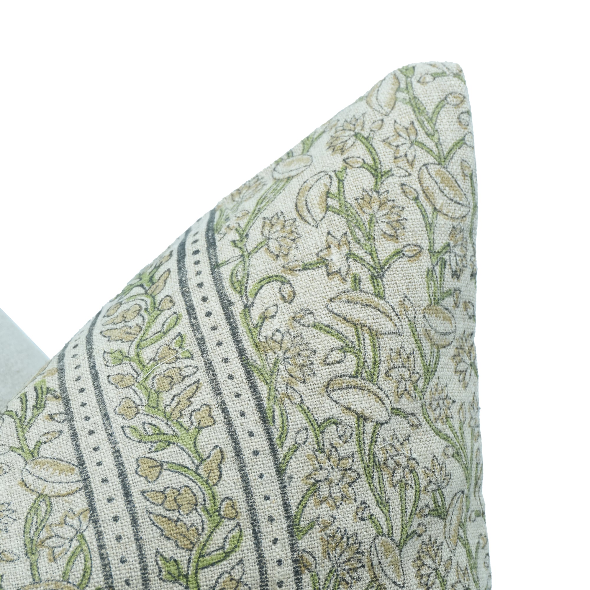 Pishta Border Brown Block Print Linen Sofa Pillow Cover