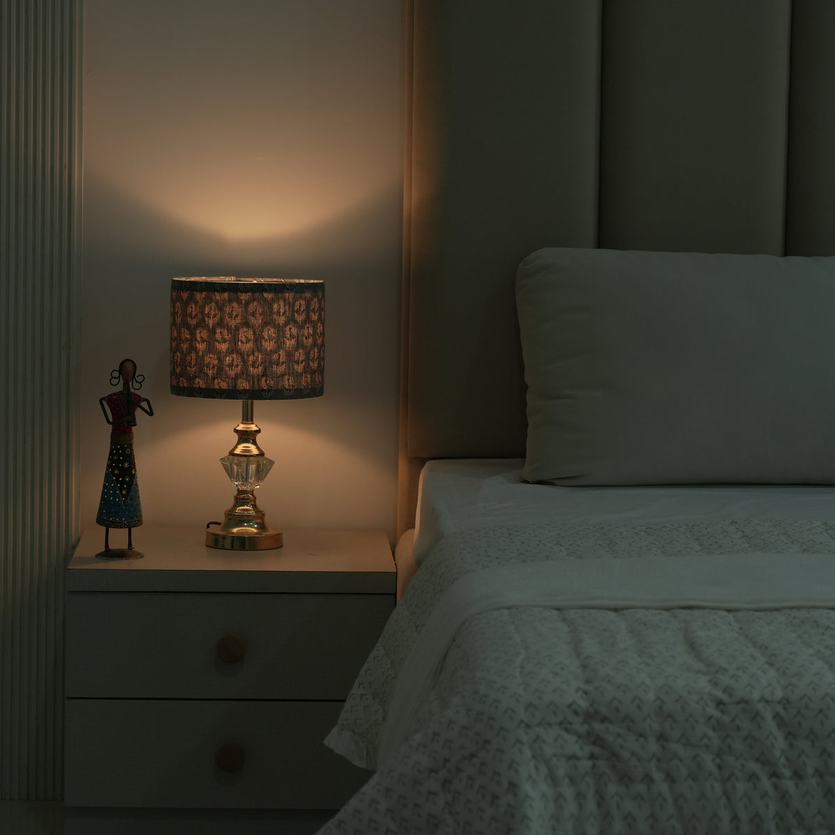 Pure Linen Block Print Bedroom Lampshade - Superstar