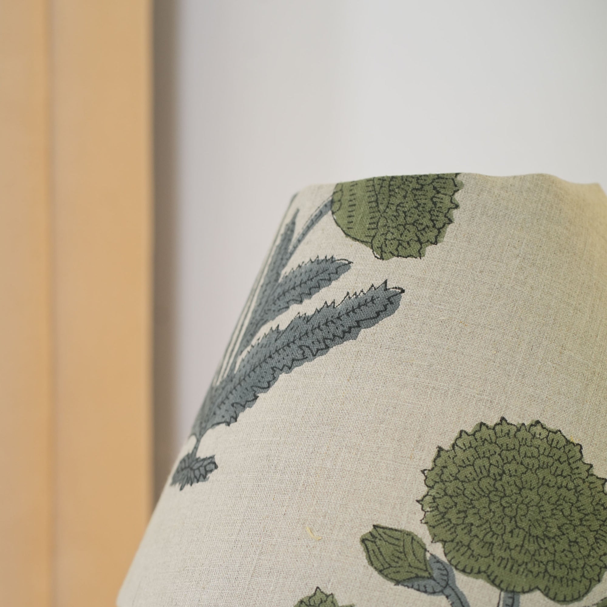Handcrafted Sage Green Floral Linen Lampshade - Badshah