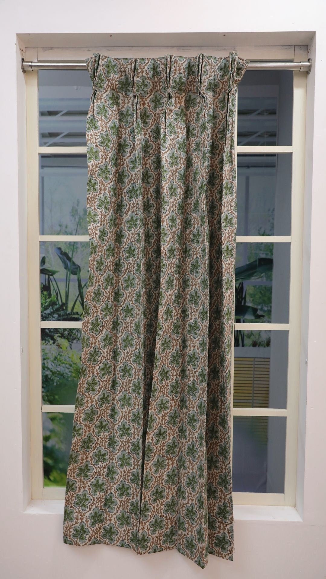 Block Print Door Curtains Window Shades - Elegant Fabric Panels for Valance Window Treatments - Pushp Samhita