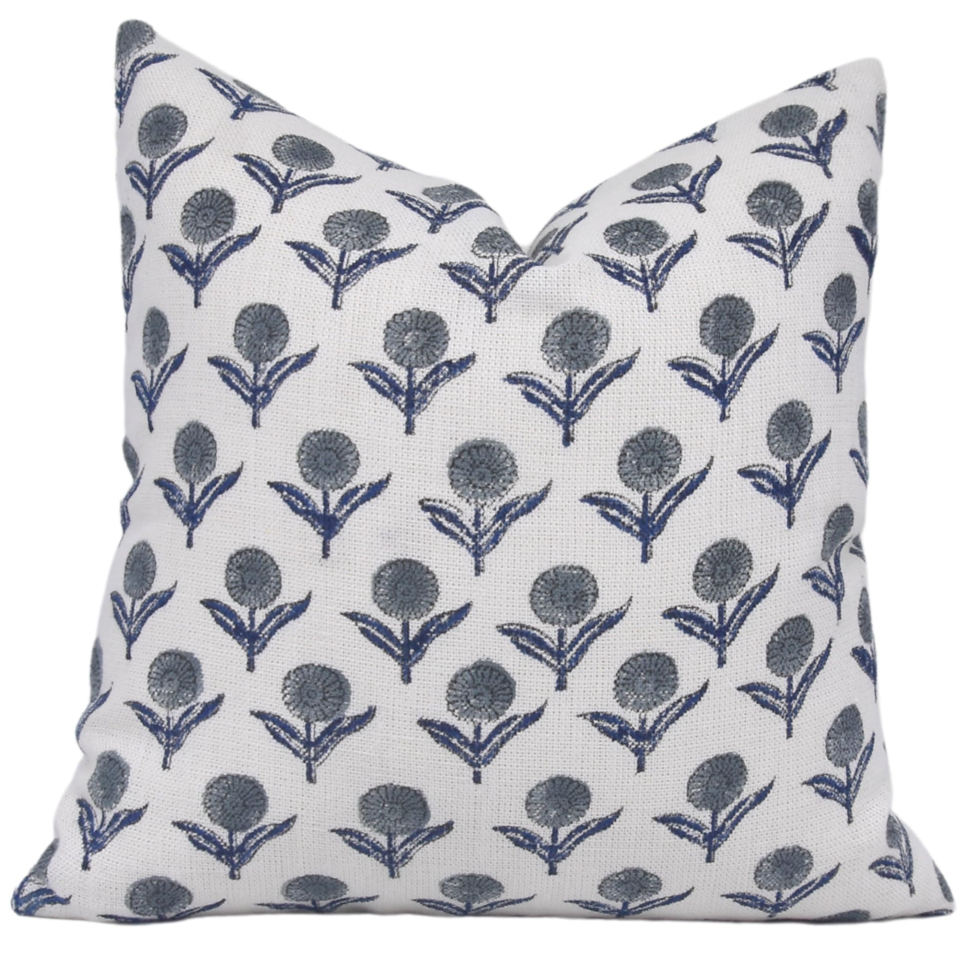 Fabdivine Handmade Block Print 14X14 Inch Off White Linen Throw Pillowcase Cushion Cover, Summer, Spring, Fall Decoration for Sofa, Couch, Bed, Baho Home Décor, Living Room, Farmhouse, Ganda Pushp, Green