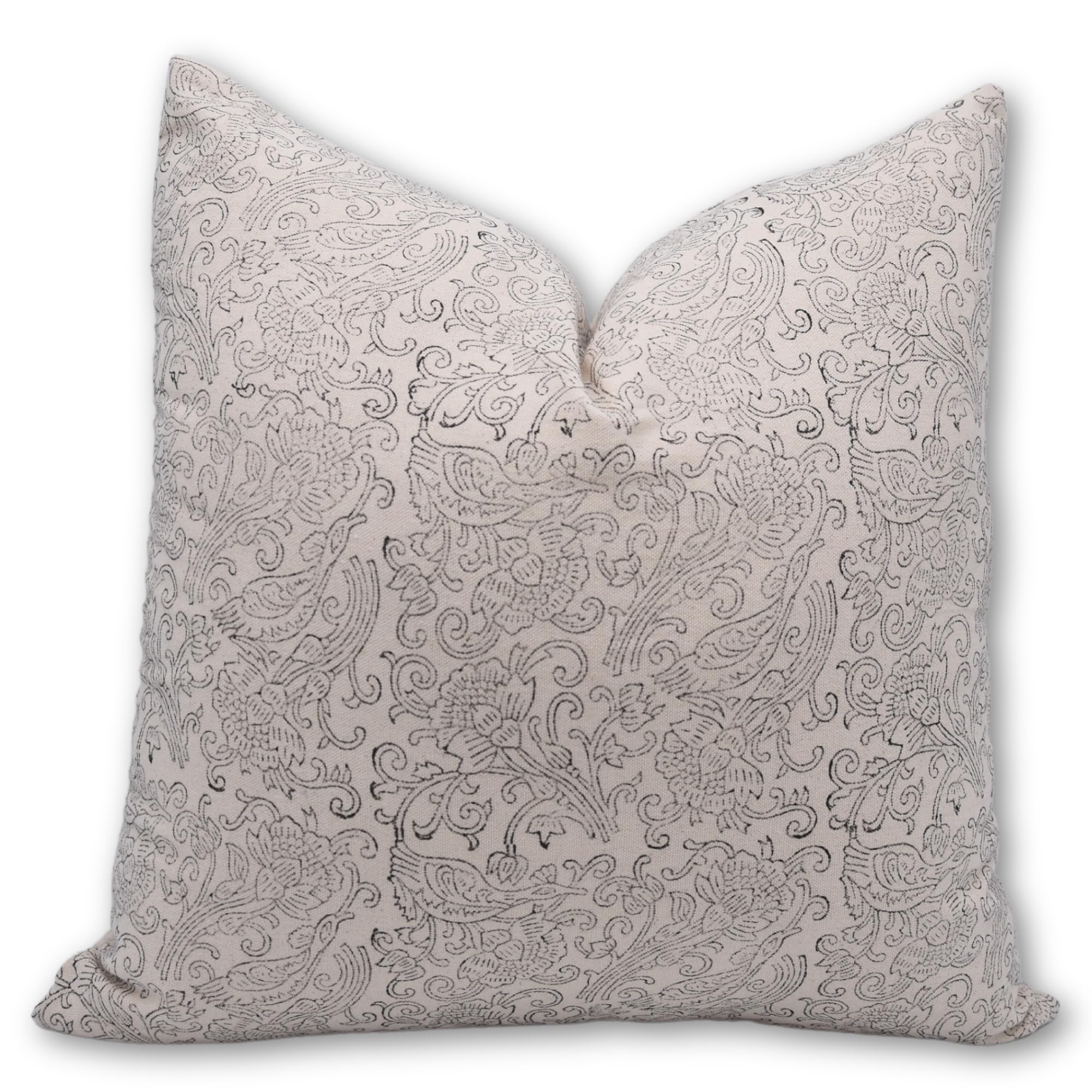 Decorative bedroom pillow cover with intricate paisley pattern 