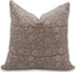 Fabdivine Handmade Block Print Thick Linen 14X14 Throw Vintage Pillowcase Cushion Cover with Zipper for Sofa, Couch and Bed, Spring, Fall Decoration, Boho Home Décor, Manikarnika, Rust Brown