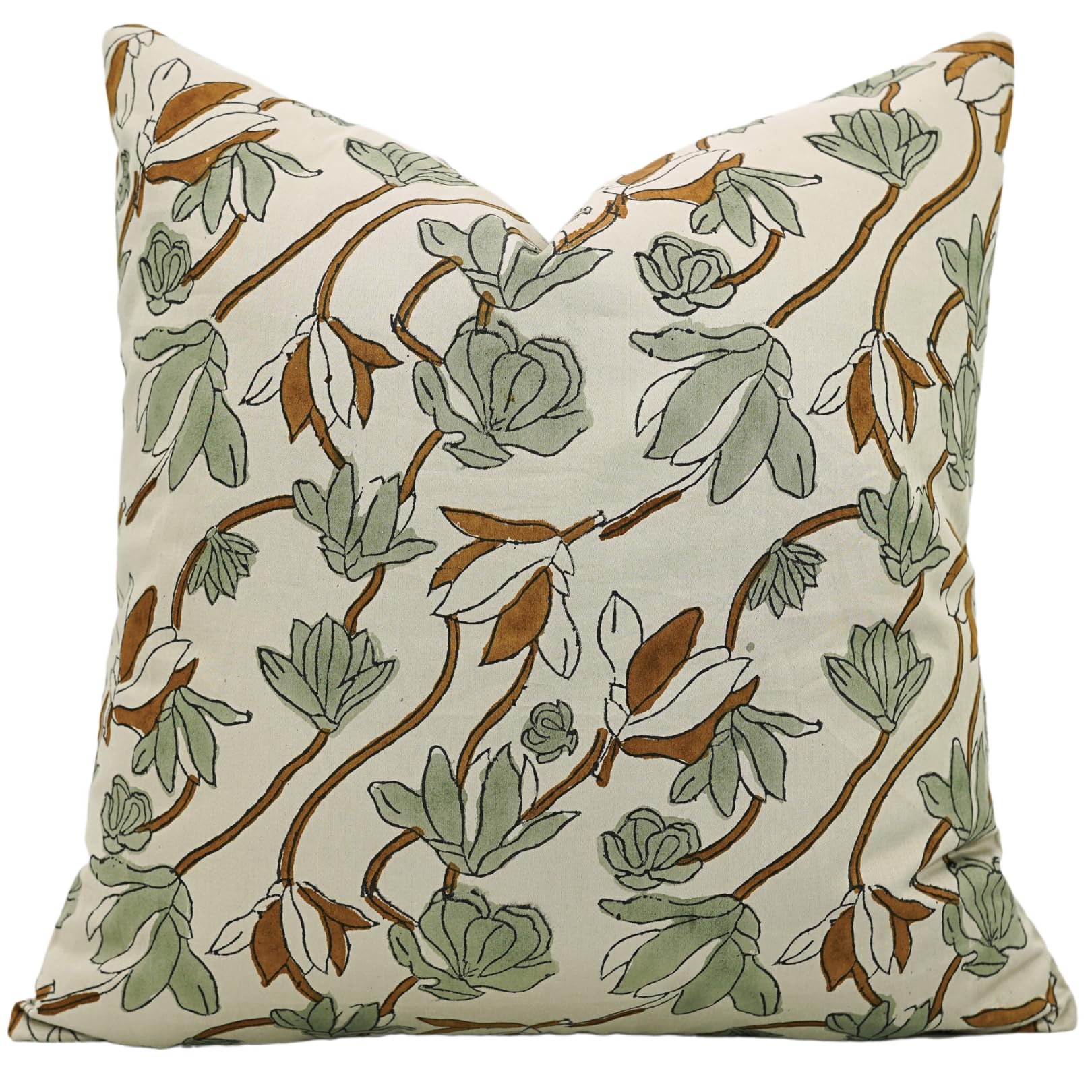 Fabdivine Hand Crafted Cotton Satin Rectangular 12x34 Inch Decorative Accent Throw Pillow Cover - for Bedroom, Home Décor, Anniversary, Farmhouse, Couch, Sofa, Shivri, Green and Brown