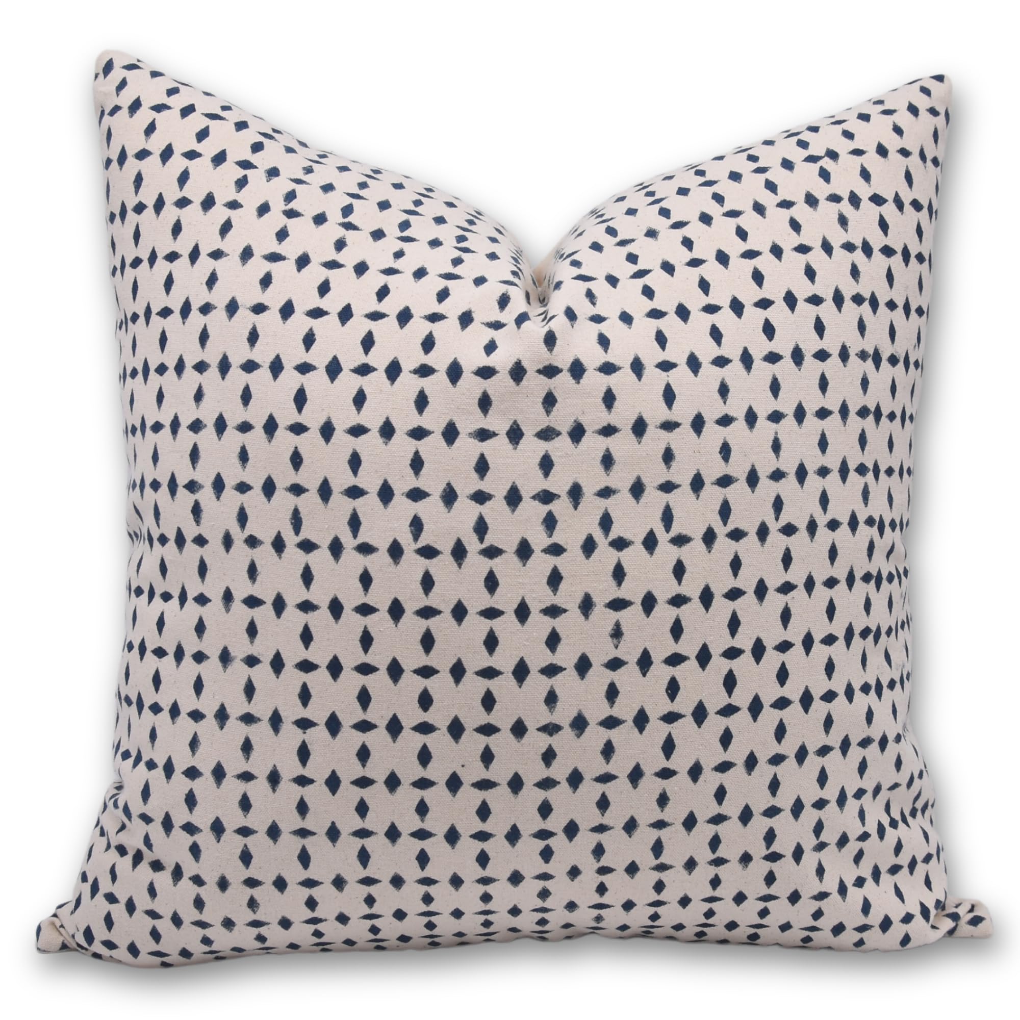 Fabdivine Pillow Covers Handmade Block Floral Print Duck Canvas 16x16 Inch Throw Pillowcase Cushion Cover Farmhouse, Living Room, Fall Decoration for Sofa, Couch and Bed (Diamond-Gray)