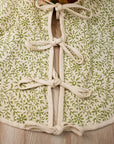 Handmade Block Printed Jungle Ghash Green Leaf Floral Duck Canvas Christmas Tree Skirts for Decorative Home