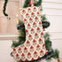 Block Printed Chinese Brown & Metallic Bronze Floral Mayur Viscose Linen Christmas Stockings with Pompom for Bedroom Décor