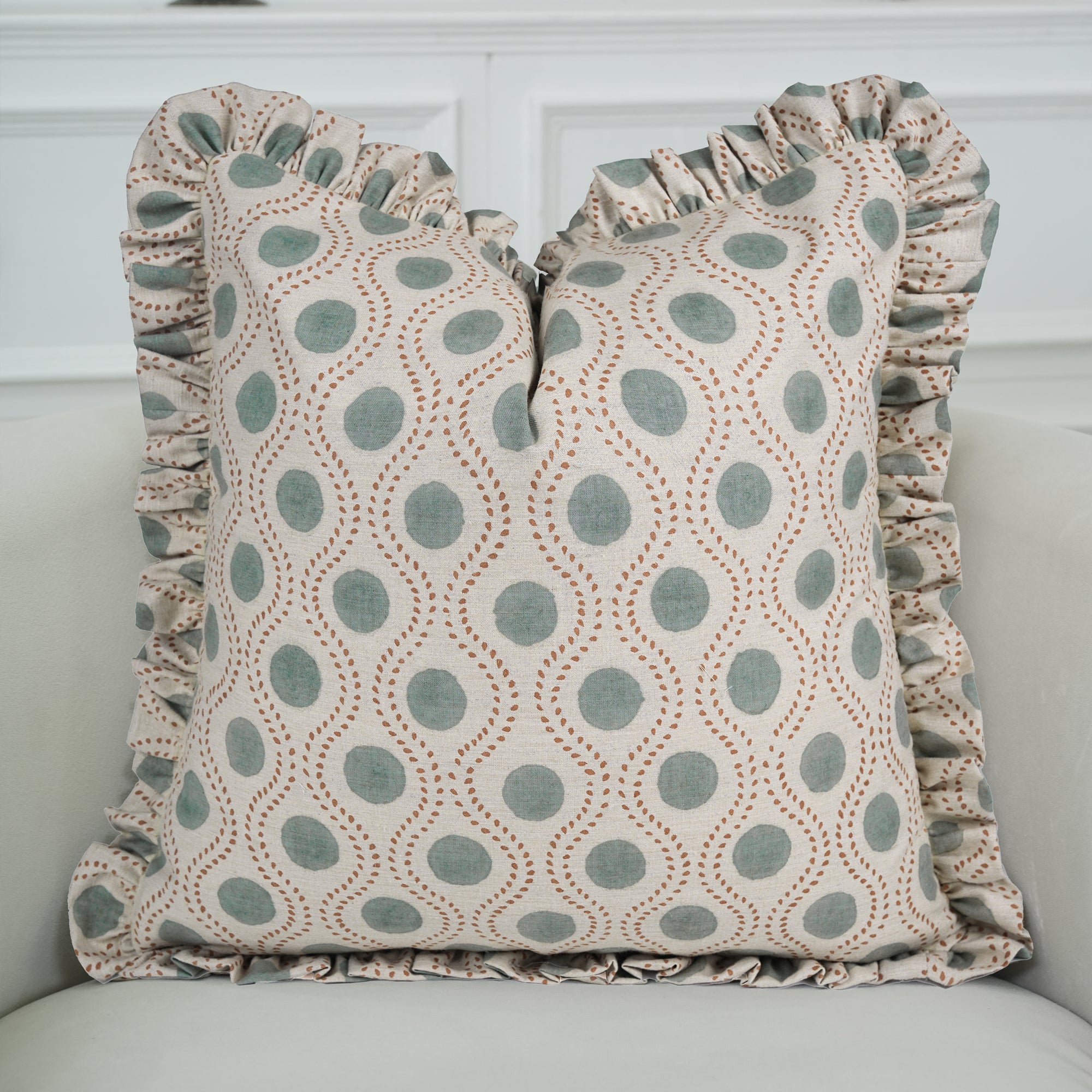 Handmade Boho Dotted Frill Pillow Cover – Rajbhog Block Print