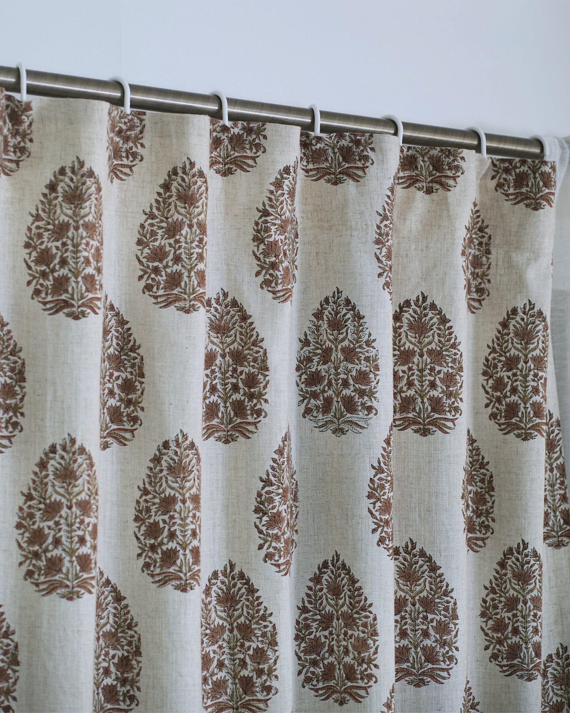 Block Printed Botanical Leaf Boho Curtain Panel - Kamal Dutta