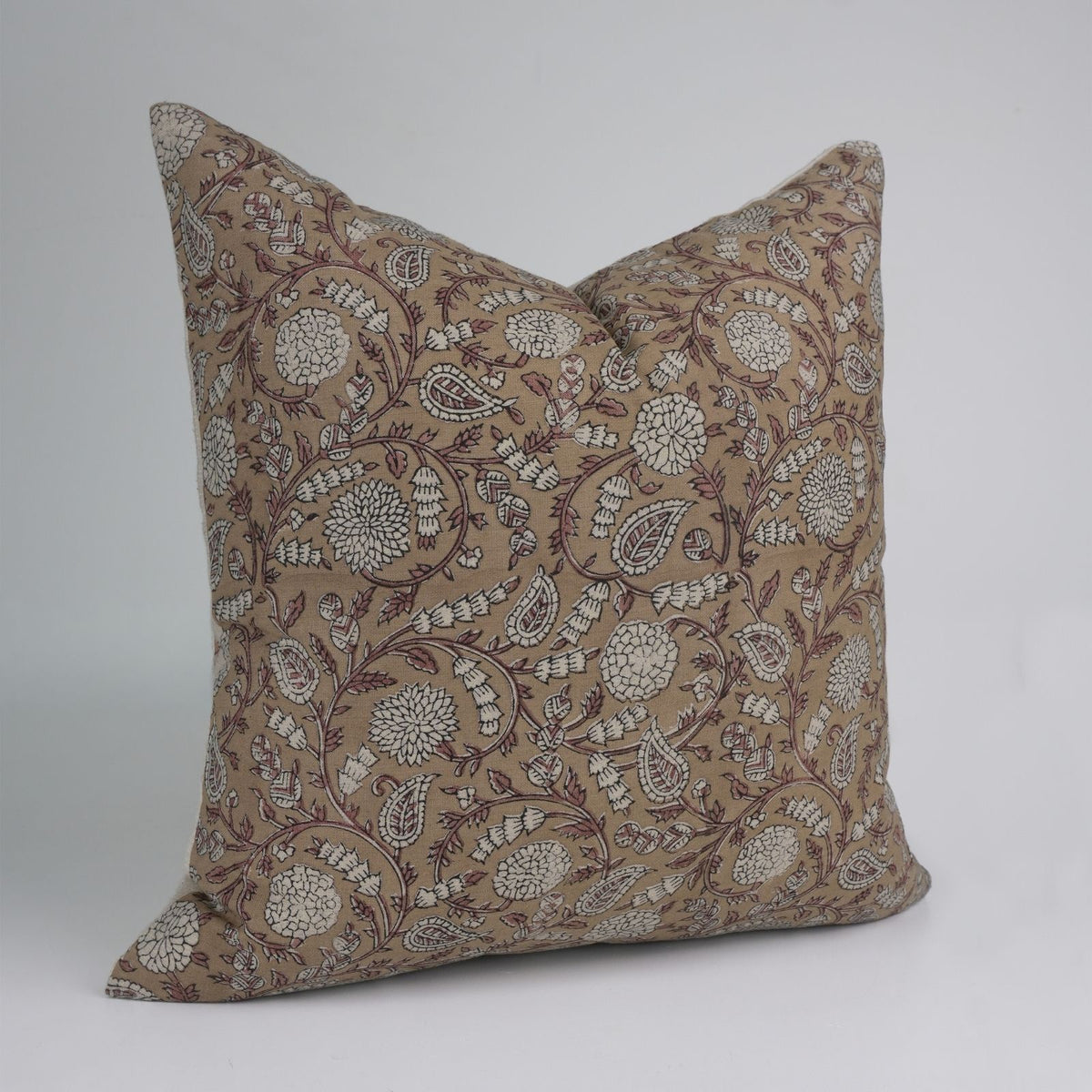 Handmade Shilong Linen Blend Camel Decorative Pillow Cover