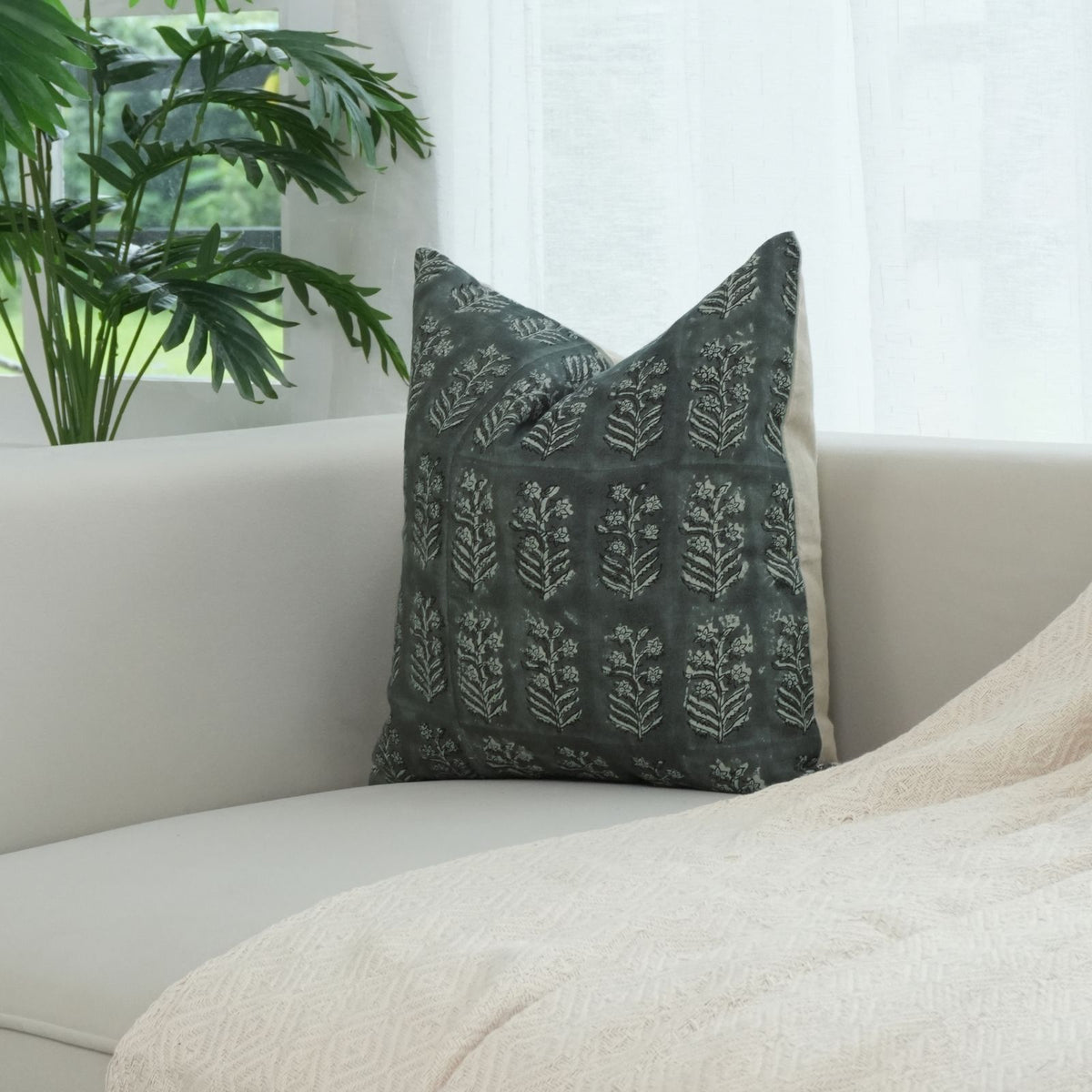 Indian Printed Pure Linen Indoor Pillow Cover - Inderdhanush