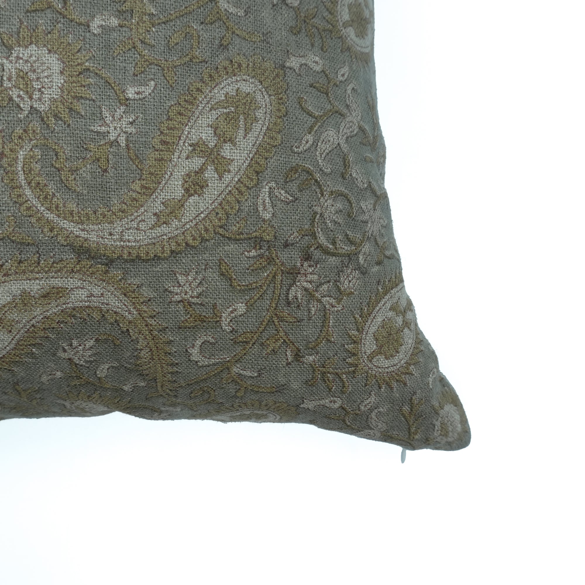 Gray Floral Kiara Indian Printed Thick Linen Cushion Case