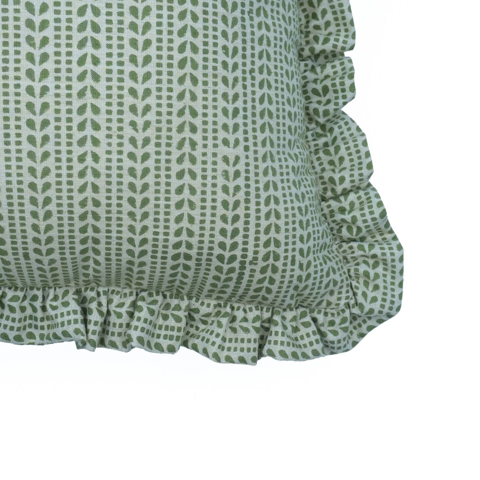 Ratanbel Linen Blend Block Print Frill Sofa Cushion Cover