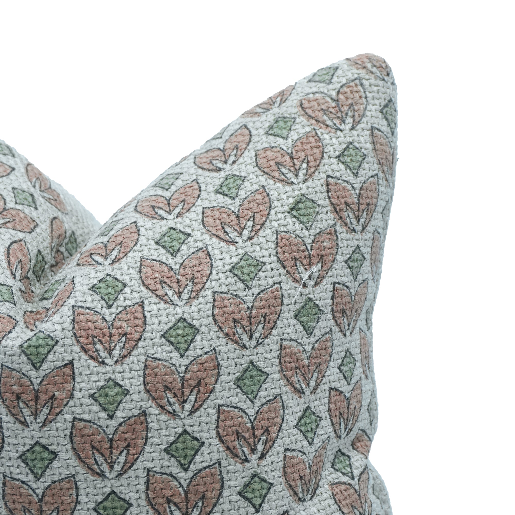 Titlee Indian Printed Jute Linen Boho Pillow Cover Peach Floral