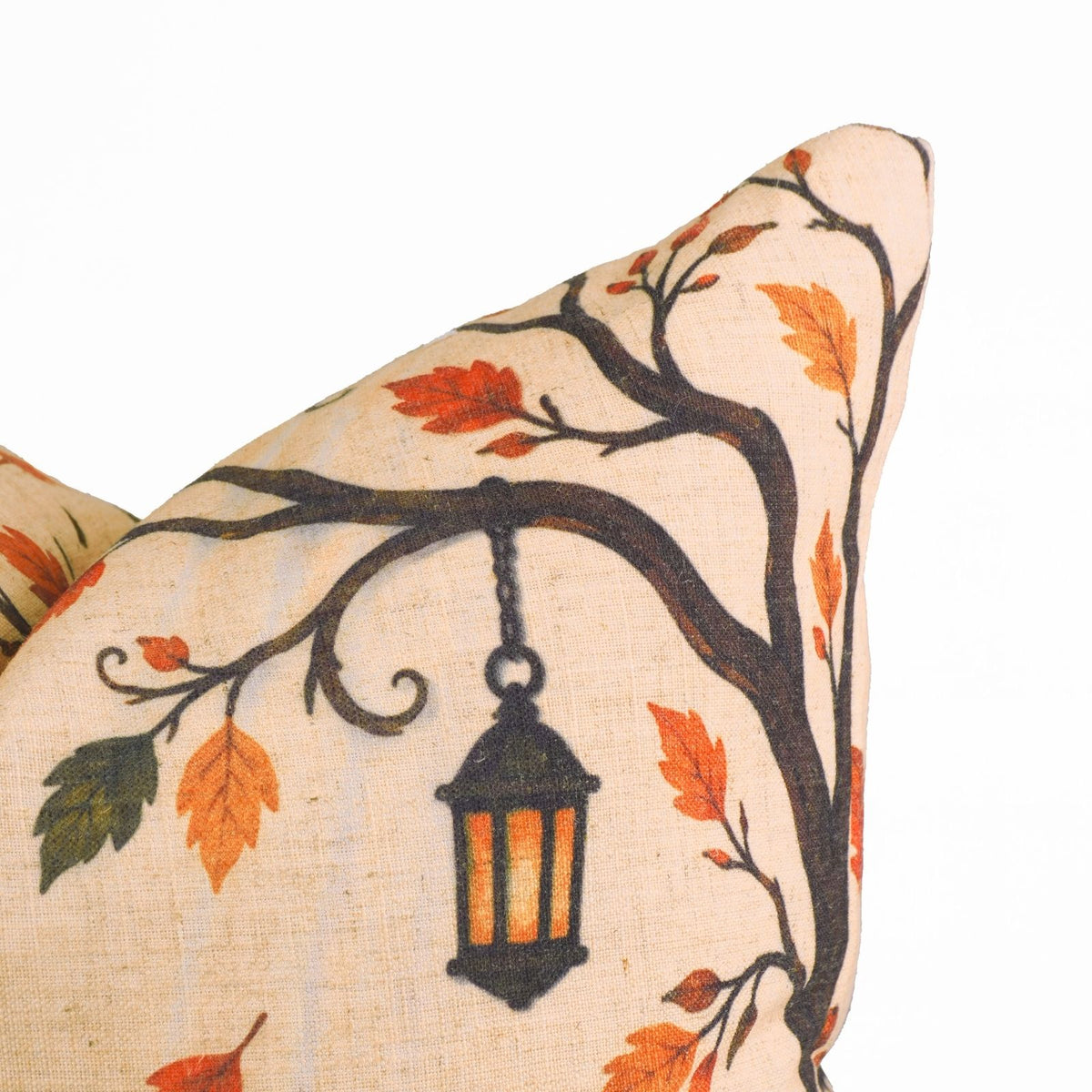Halloween Pumpkin Print Viscose Linen Pillow Cover - Kadu