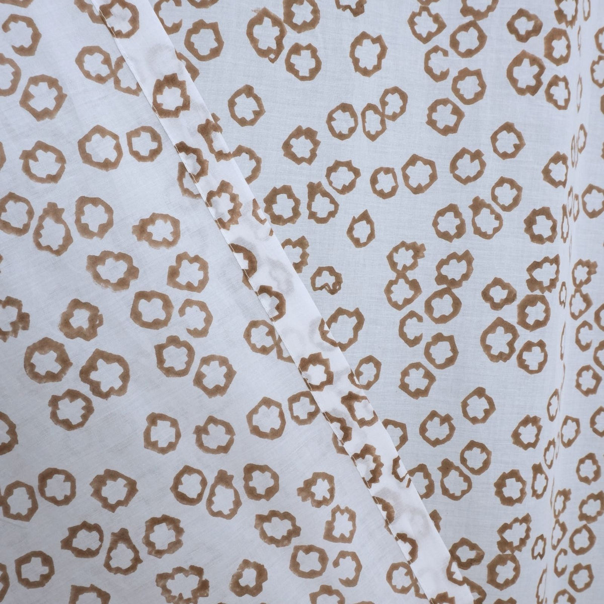 Tara Indian Block Printed Cotton Tab Top Floral Curtain 