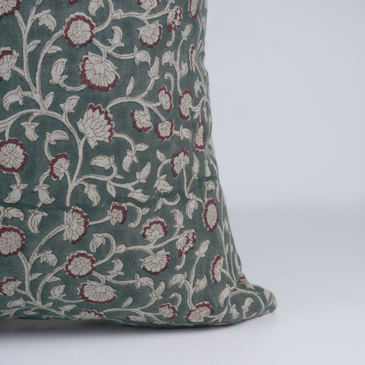 Block Print Pure Linen Throw Pillow Cover - Himachal