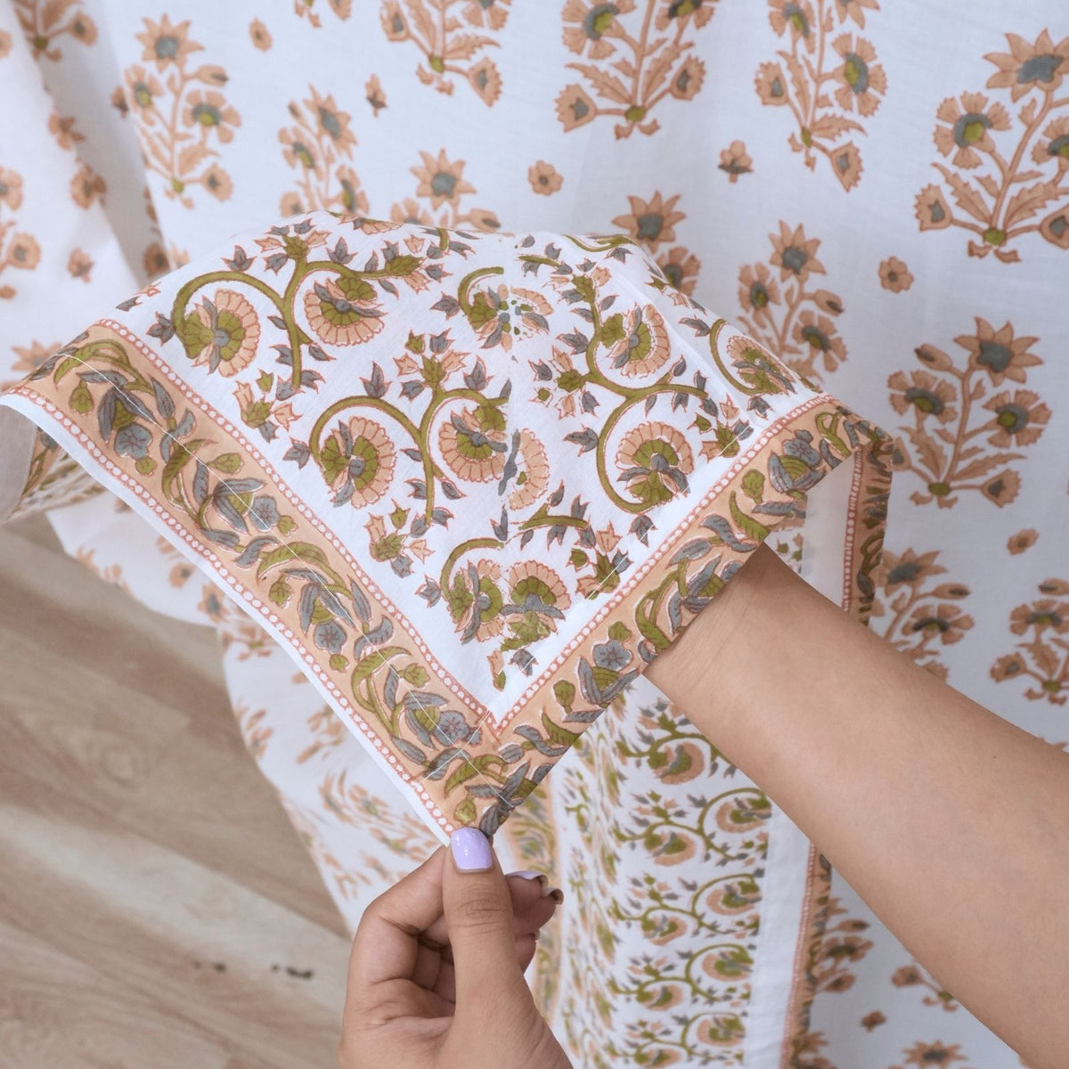 Handcrafted Block Print 100% Cotton Curtains - Sawrna