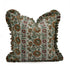 Sunflower Block Printed Linen Frill Cushion Cover - Rust Floral