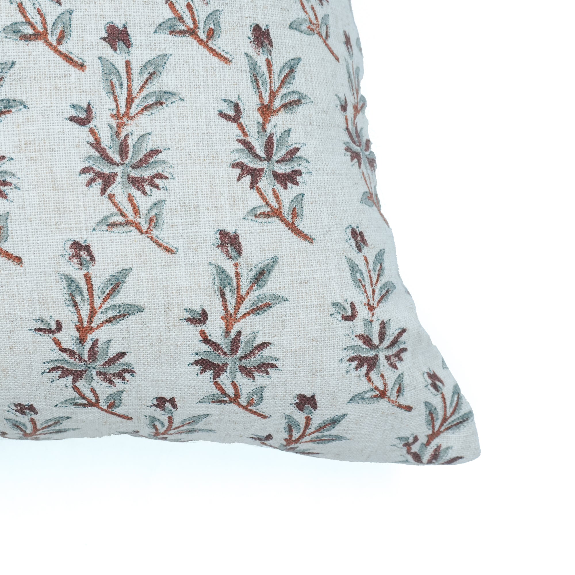 Deepika Indian Print Heavy Viscose Linen Cushion Cover Brown Floral 