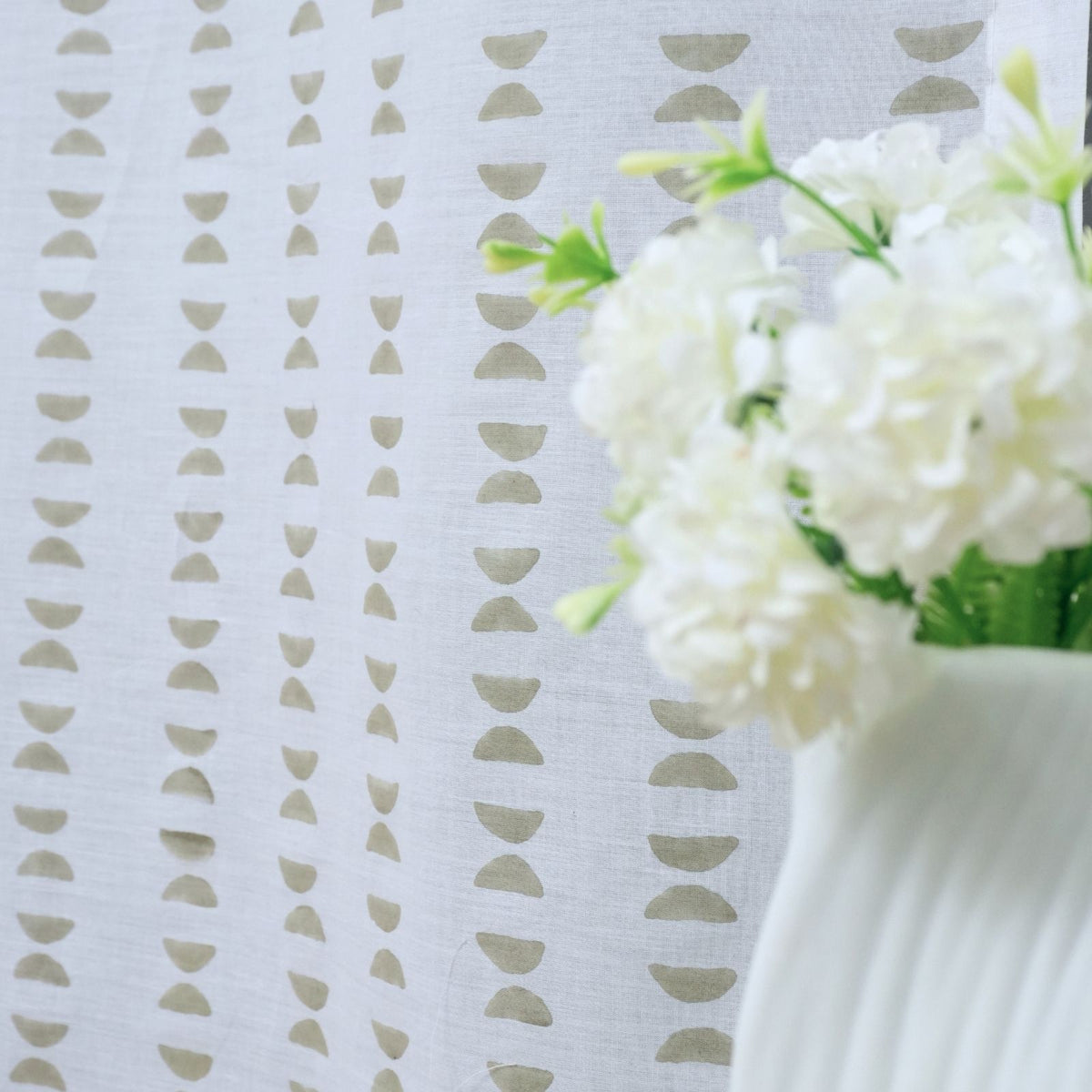 Block Printed Mustard Floral Cotton Window Curtain - Rudra