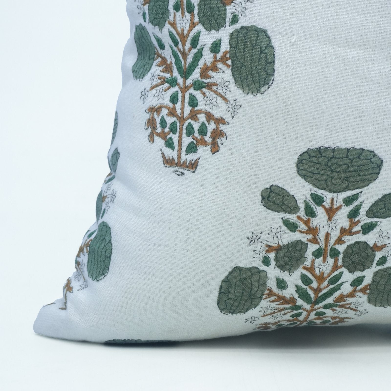 Indian Printed Pillow Cover | Gray Swadesh on Pure White Linen