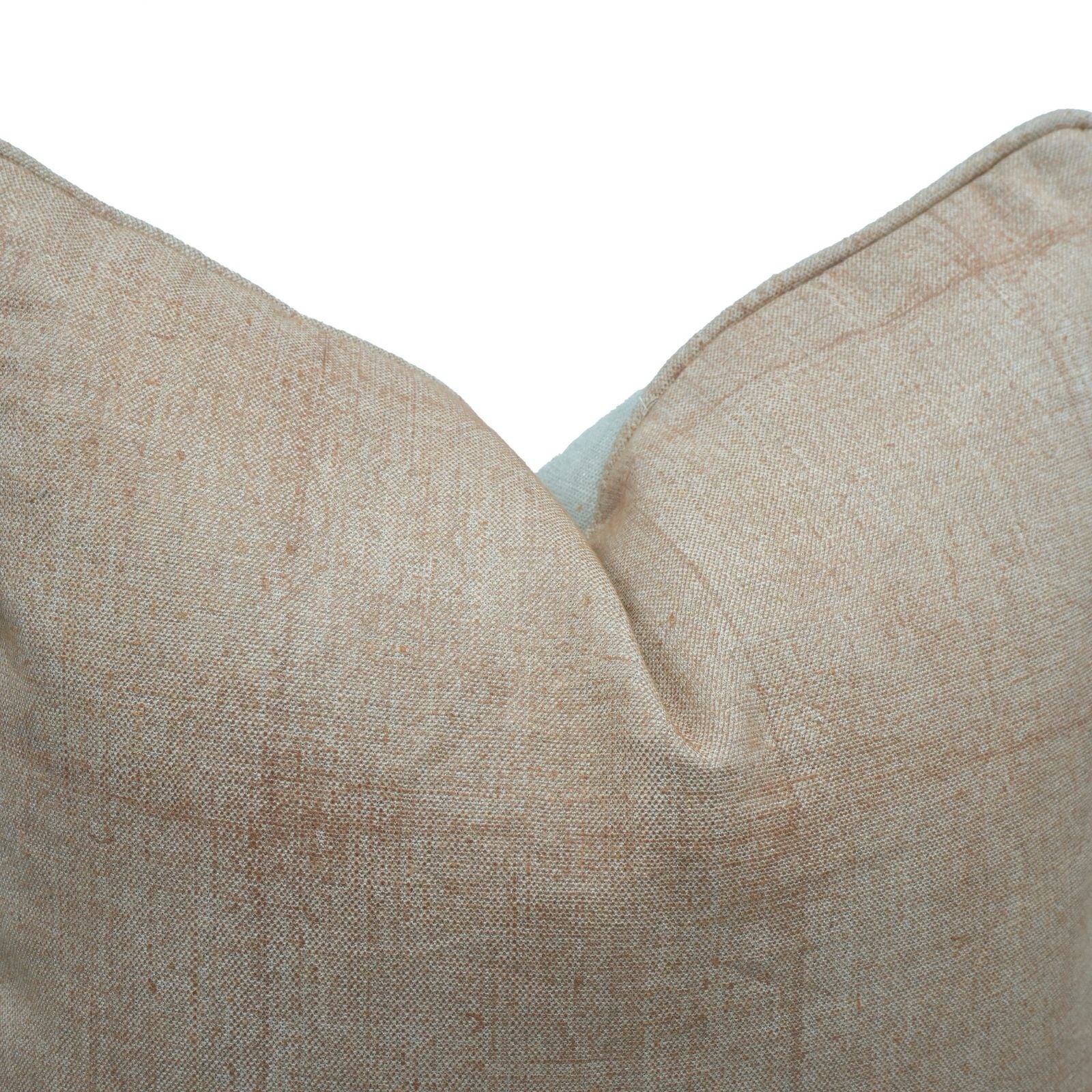 Solid Natural Beige Piping Thick Linen Pillow Cover