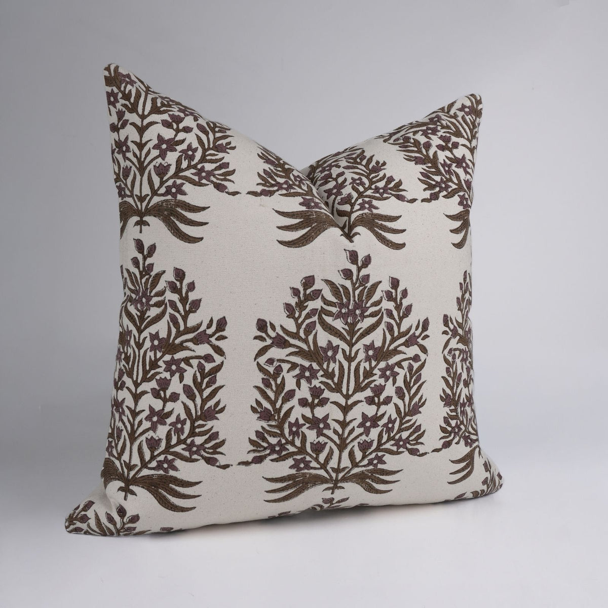 Virandavan Botanical Duck Canvas Block Print Throw Pillow 