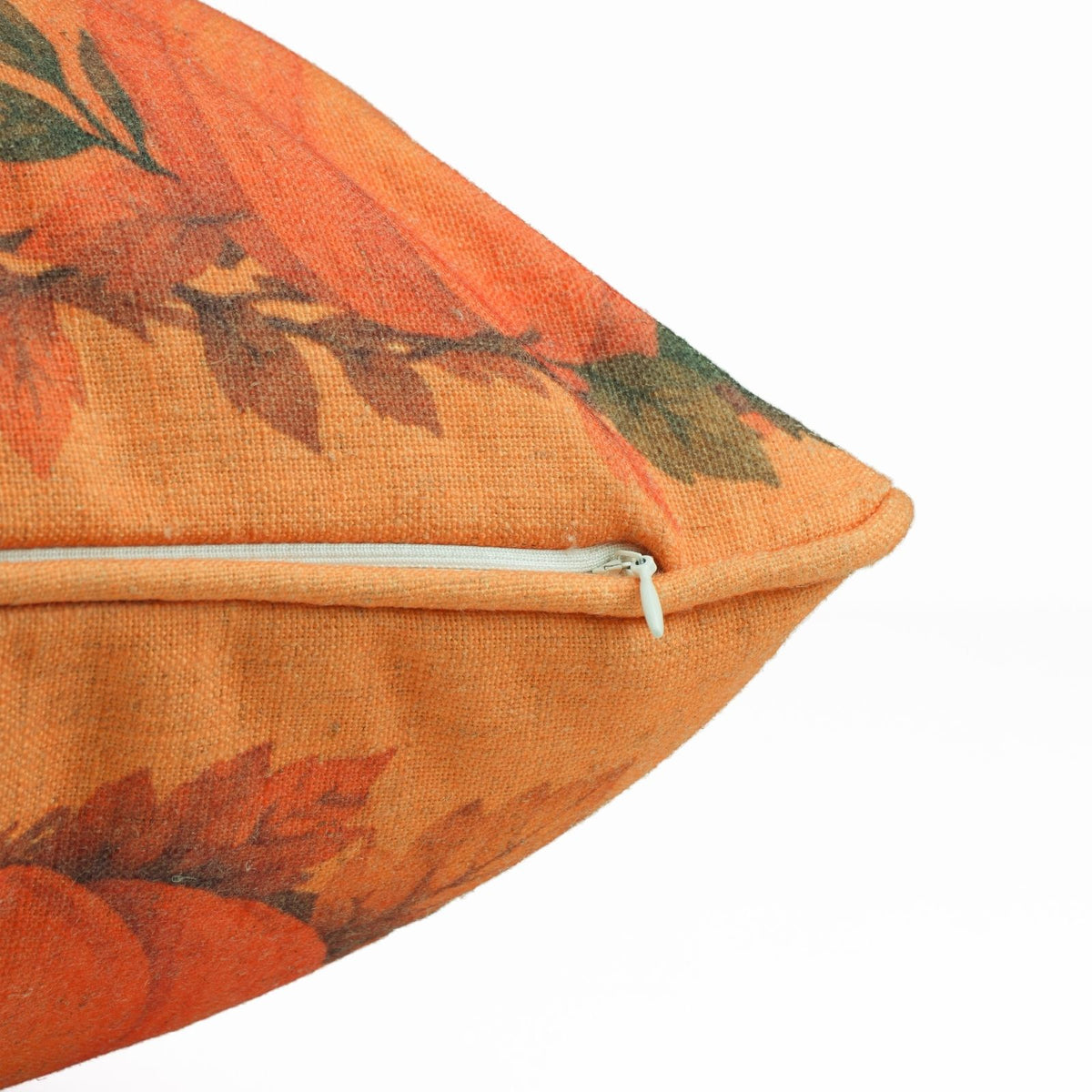 Orange Halloween Pumpkin Linen Piping Cushion Cover