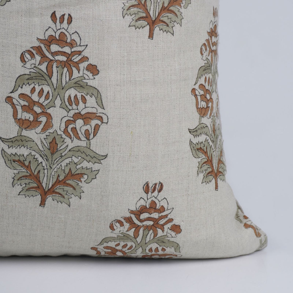 Indian Print Hibiscus Pure Linen Throw Cover