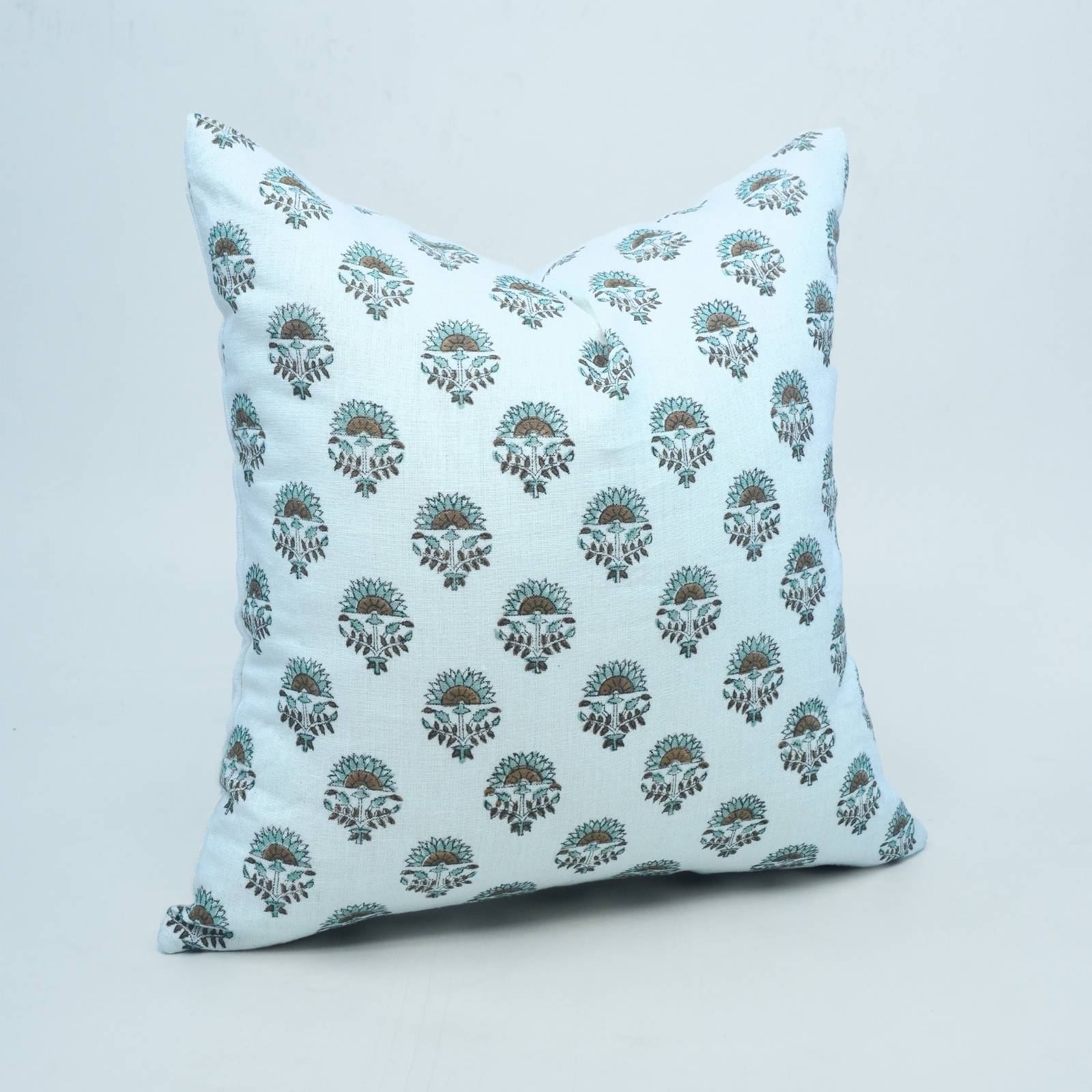 Hand Block Print Boho Cushion Cover | Inderjeet Linen Gray